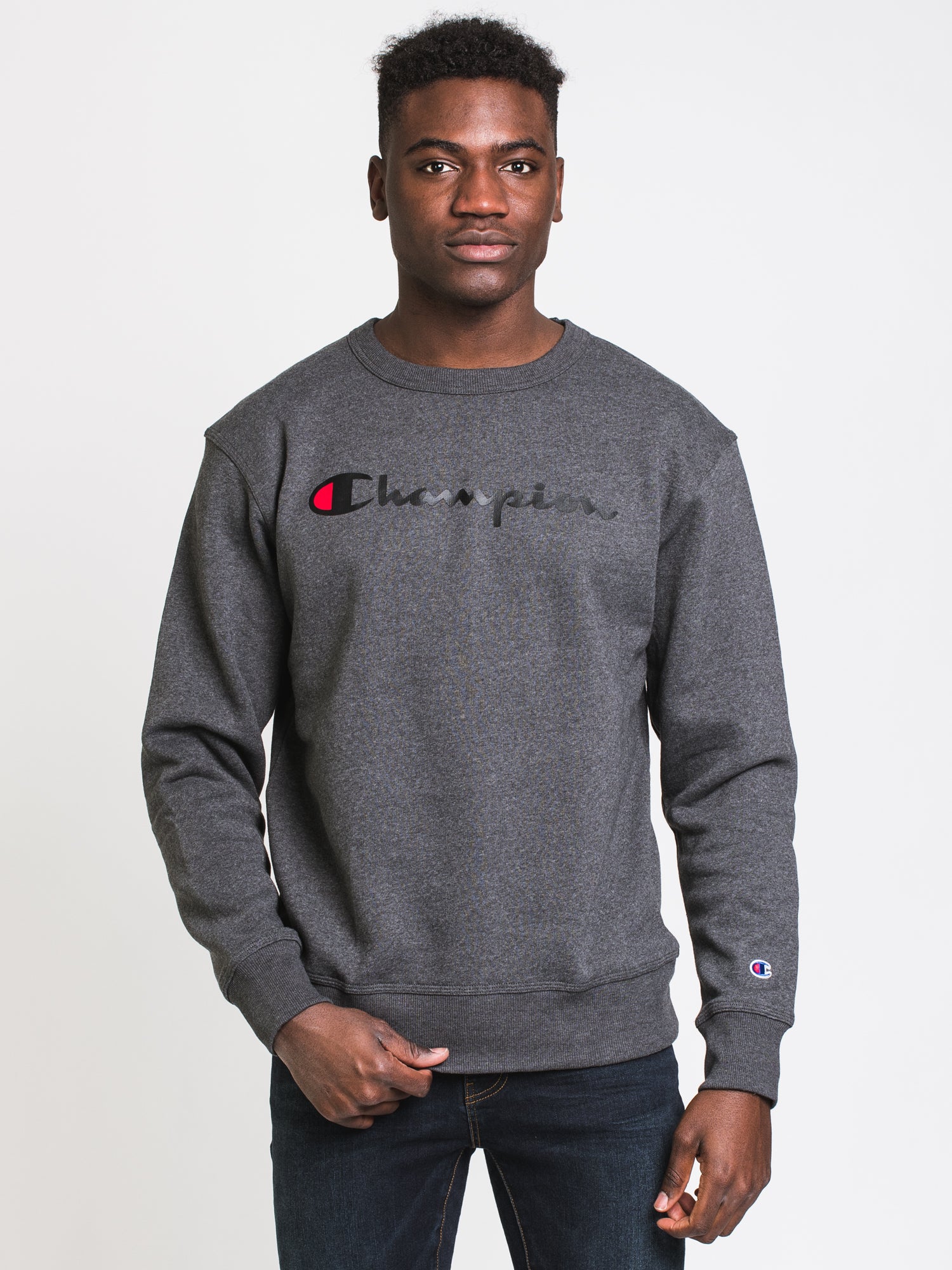 Champion Powerblend Graphic Crewneck Sweatshirt - Soft & Comfortable Script Logo Pullover for Men & Women | Perfect for Casual Wear, Gym, and Everyday Outfits
