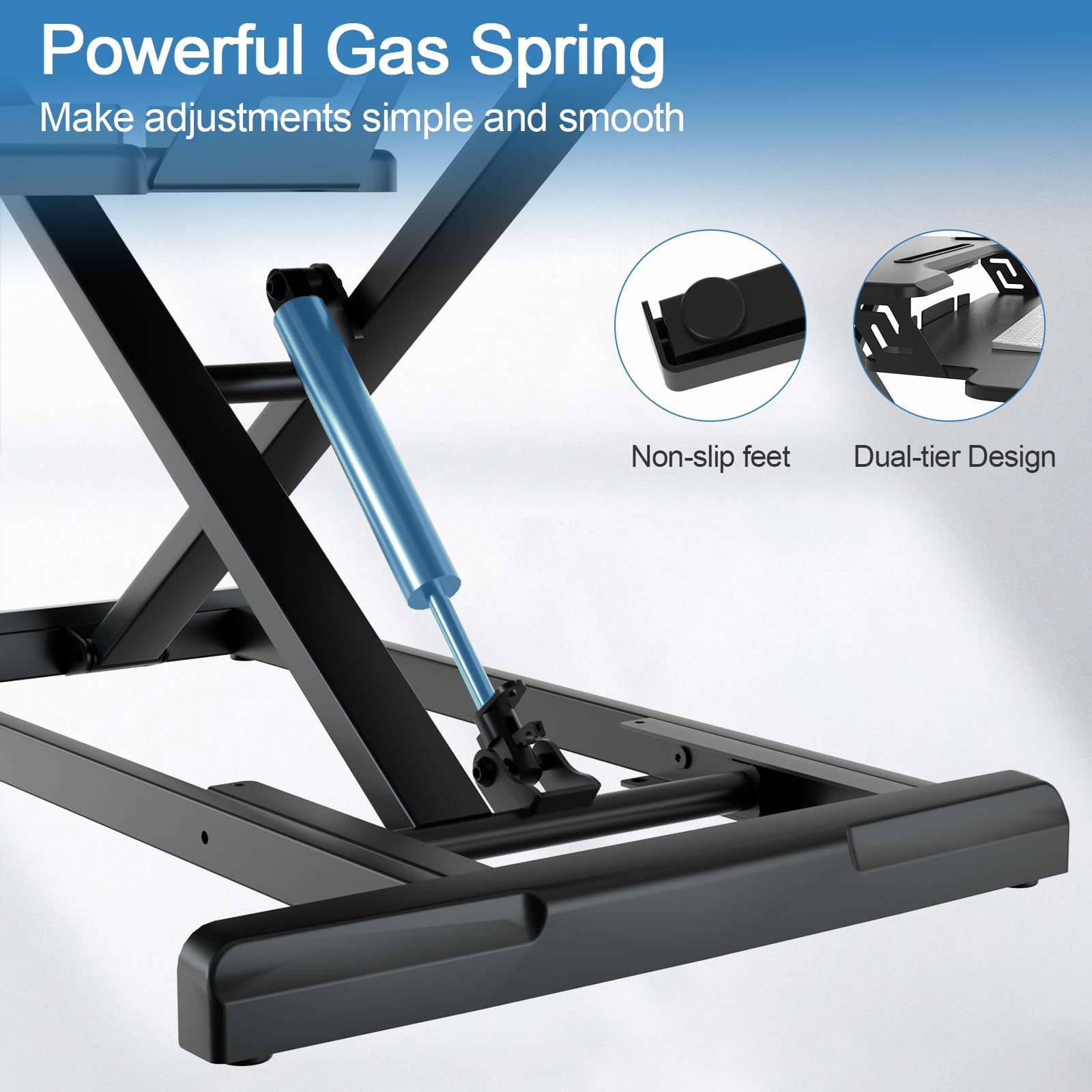 32 Inch Height Adjustable Standing Desk Converter - Dual Monitor Sit Stand Workstation with Keyboard Tray for Home Office | Ergonomic Black Desktop Riser for Computer, Laptop & Office Work