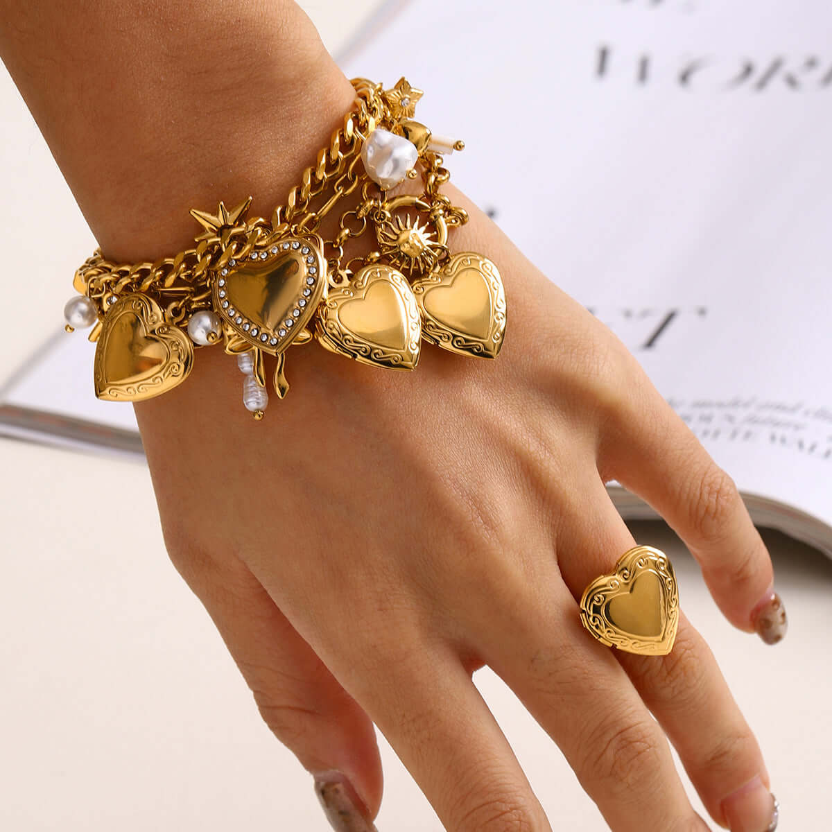 Bow Heart Locket Bracelet with Charm - Elegant Jewelry Gift for Women | JDB9014 | Perfect for Valentine's Day, Anniversary & Romantic Occasions