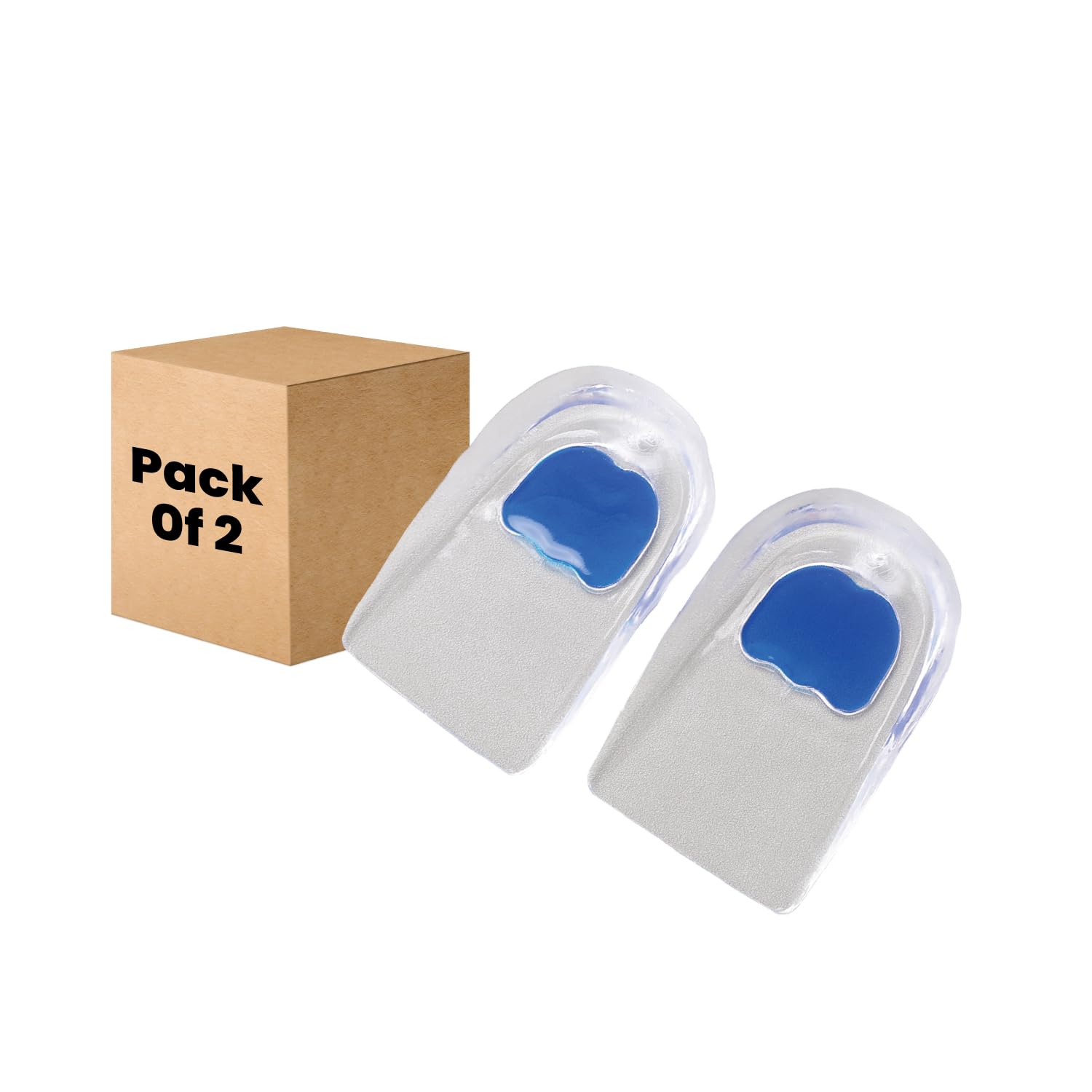 Dr. Foot Gel Heel Cups Pair - Plantar Fasciitis Relief, Bone Spurs & Heel Pain Support - Massaging Shock Absorbing Gel Inserts for Men & Women - Perfect for Running, Walking & Standing All Day (Pack of 2)
