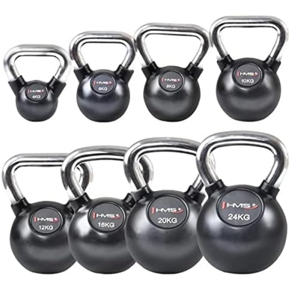 Premium HMS 5907695504057 Cast Iron Kettlebell for Home Gym & Strength Training - Adjustable Weight for CrossFit, HIIT, and Functional Fitness Workouts