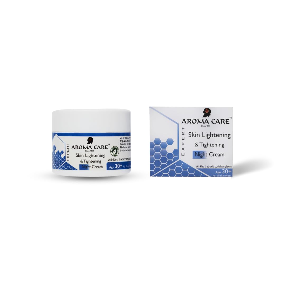 AROMA CARE Skin Lightening & Tightening Night Cream - Brightening & Anti-Aging Face Moisturizer for Dark Spots & Wrinkles | Perfect for Nighttime Skincare Routine & Hydration