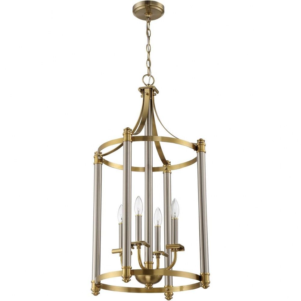 Craftmade 54834-BNKSB Stanze 4-Light Candle Pendant Chandelier - 240W, Brushed Polished Nickel & Satin Brass Finish, 34