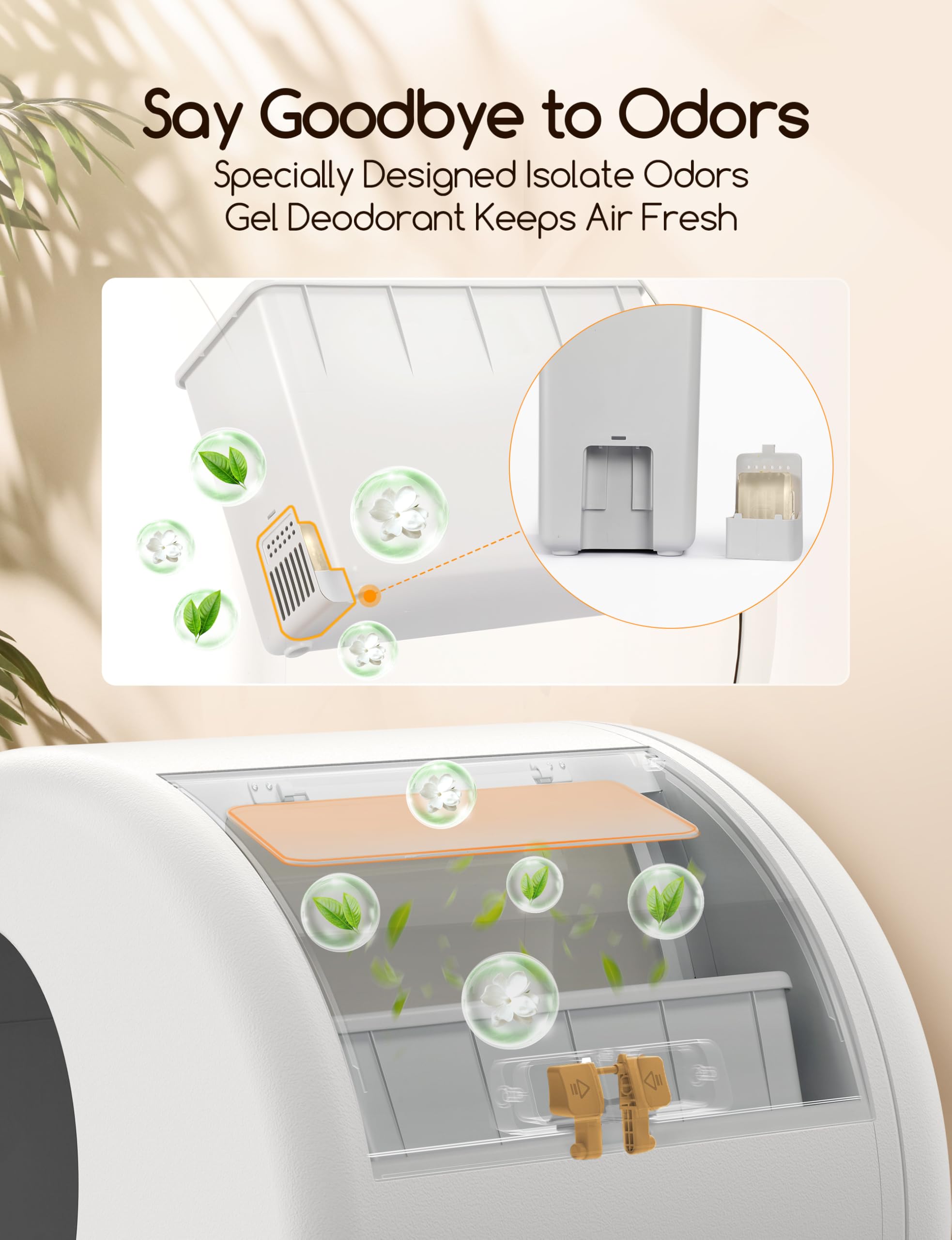 MeoWant Self-Cleaning Cat Litter Box with Odor Control & APP Control - Extra Large Automatic Litter Box for Multiple Cats - Smart Safety System with Mat & Liner (Yellow) - Perfect for Home, Apartment & Pet Owners