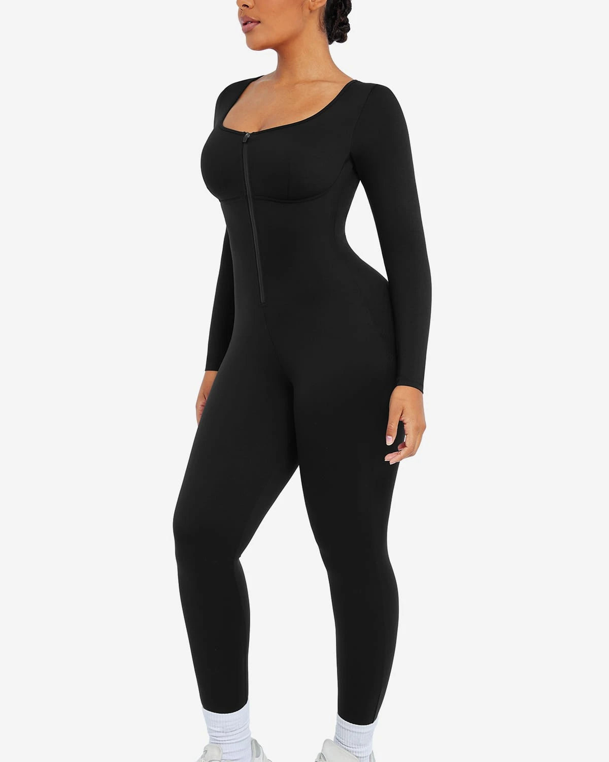 AirSlim® Long Sleeve Sport Shaping Jumpsuit for Women - Slimming Workout Bodysuit with Compression for Yoga, Gym & Running - Tummy Control & Body Shaper Activewear