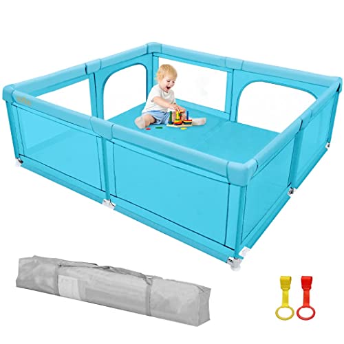 OUNUO Extra Large Baby Playpen 79x71 Inches - Indoor & Outdoor Play Yard for Babies & Toddlers with 360° Breathable Mesh - Perfect for Home, Backyard, Park, and Travel Use