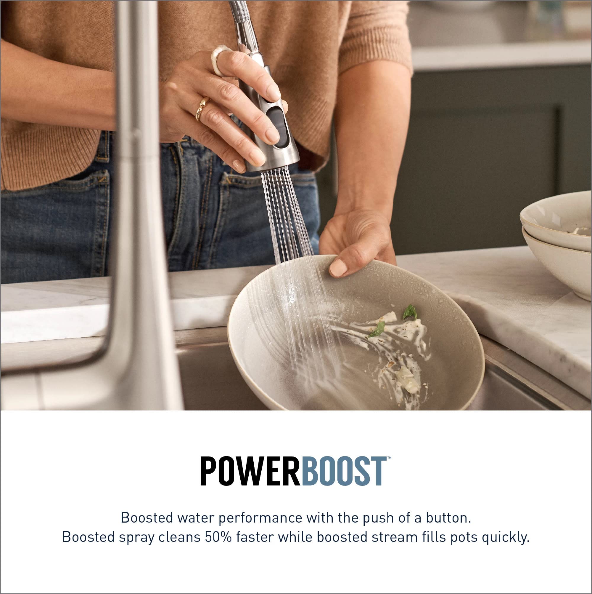 Moen Align Black Stainless Steel Single Handle Pull Down Kitchen Faucet with Power Boost Sprayer - Commercial Grade Pre-Rinse Spring Sink Faucet for Bar, Farmhouse & Restaurant Use - Perfect for High-Traffic Kitchens & Food Prep Areas (Model 5923BLS)