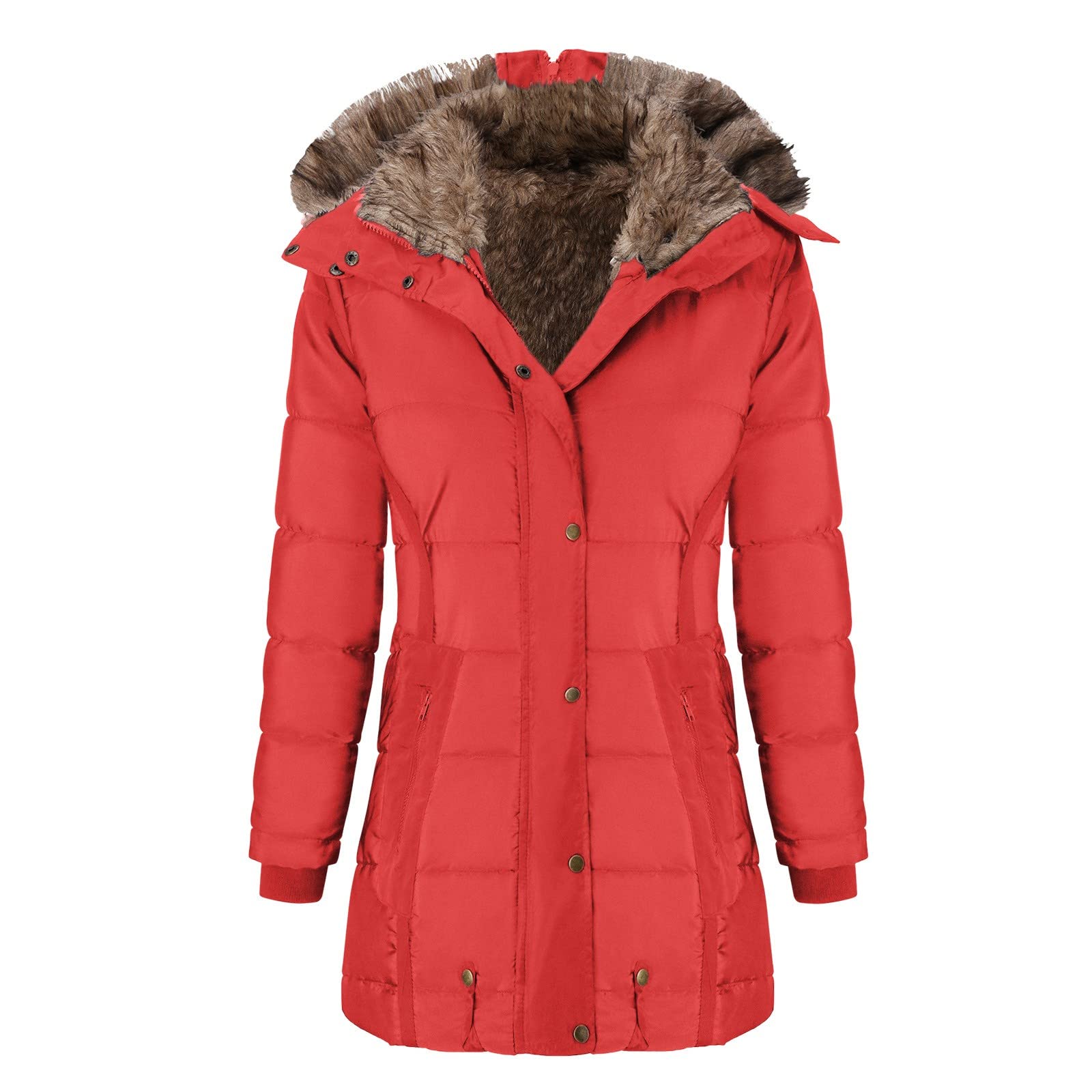 YfiDSJFGJ Women's Long Sleeve Parka Jacket - Winter Cotton Puffer Coat with Extended Length | Perfect for Cold Weather, Outdoor Activities & Daily Commute