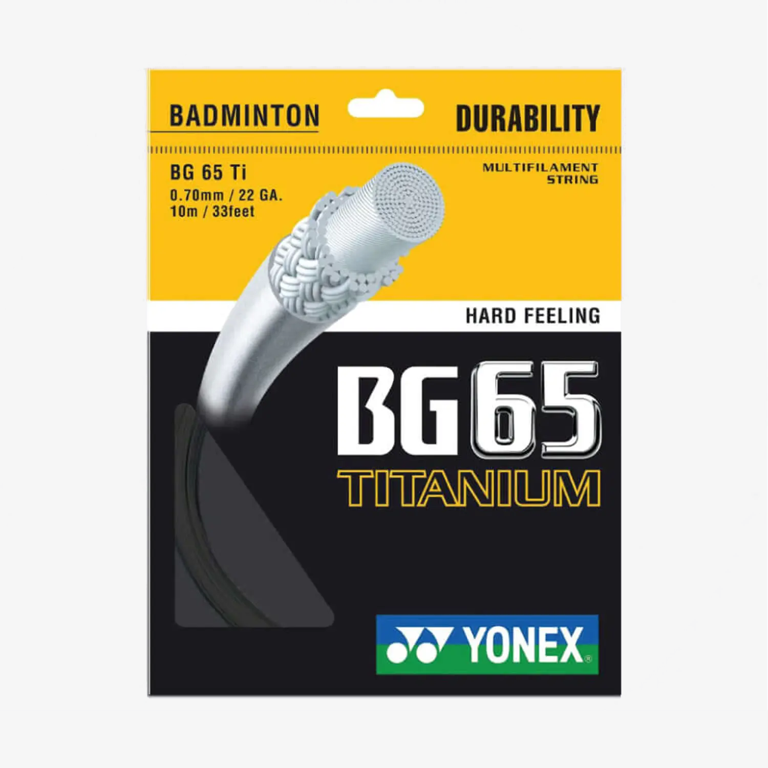 Yonex BG 65 Ti 10m Badminton String (5 Colors) - Premium Badminton Racket String for Enhanced Power & Durability - Perfect for Competitive Play & Training