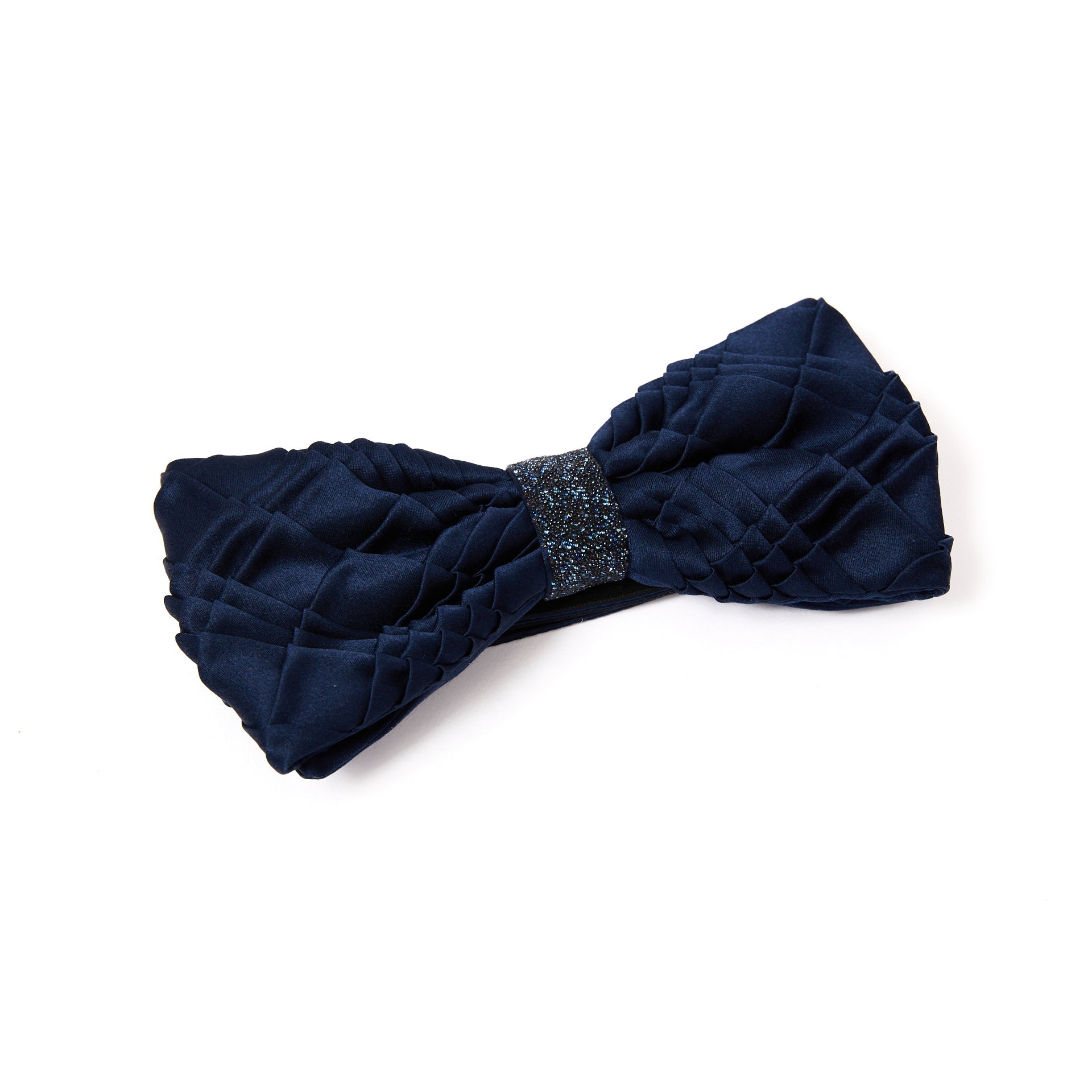 STEFANO RICCI Navy Blue Pleated Bow Tie for Men - Elegant Formal Wear for Weddings, Gala Events & Black Tie Occasions