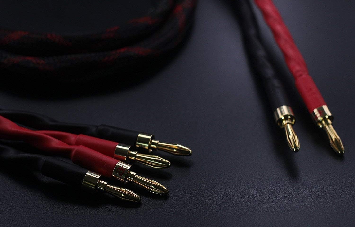 Premium Bi-Wire Speaker Cable with Banana Plugs (4M/13.12ft) - 2 to 4 Banana Plug Connectors, 1 Pair Set (12 Plugs Total) for Home Theater & Hi-Fi Audio Systems