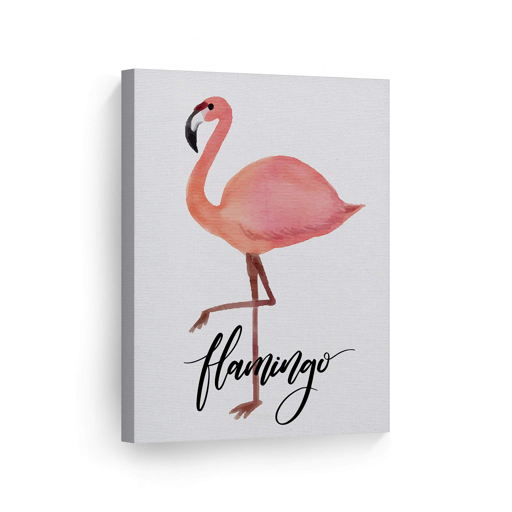 Cute Flamingo Watercolor Painting Canvas Print - Kids Room Decor, Nursery Wall Art, Ready to Hang (22x15 inches) | Made in USA | Perfect for Baby Rooms, Playrooms & Children's Bedrooms