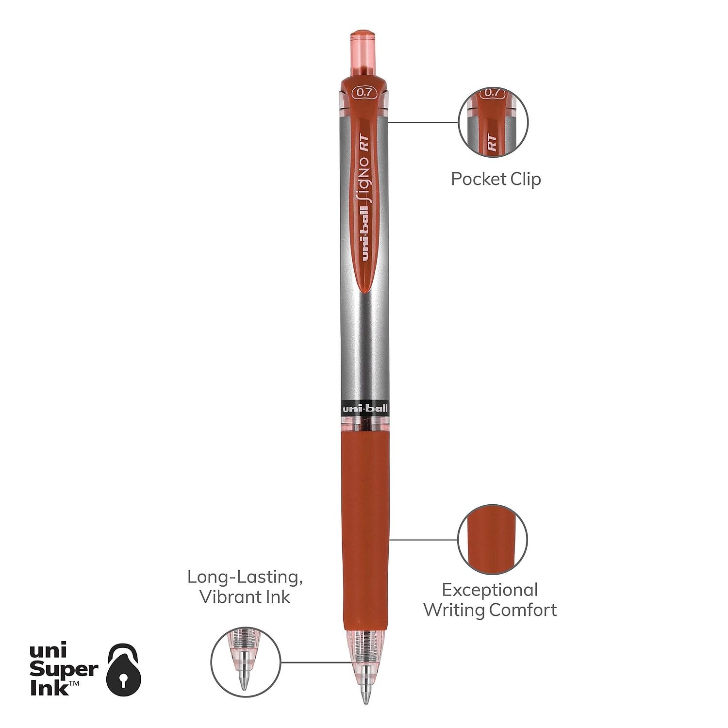 Uni-ball Signo Gel RT Retractable Roller Ball Pen - Medium Point, Red Ink, 12-Pack for Office, School & Creative Writing