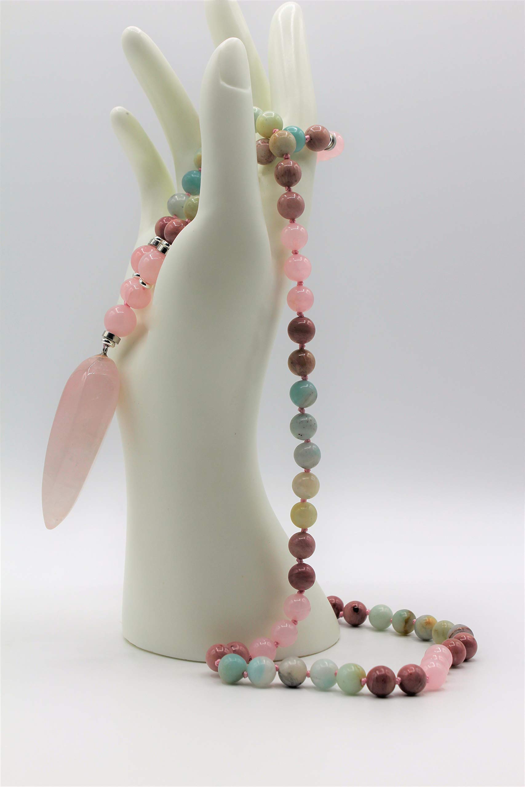 Pastel Multi-Gemstone Beaded Necklace with Hand-Knotted Pendant - Elegant Boho Jewelry for Women, Perfect for Weddings, Parties & Everyday Wear