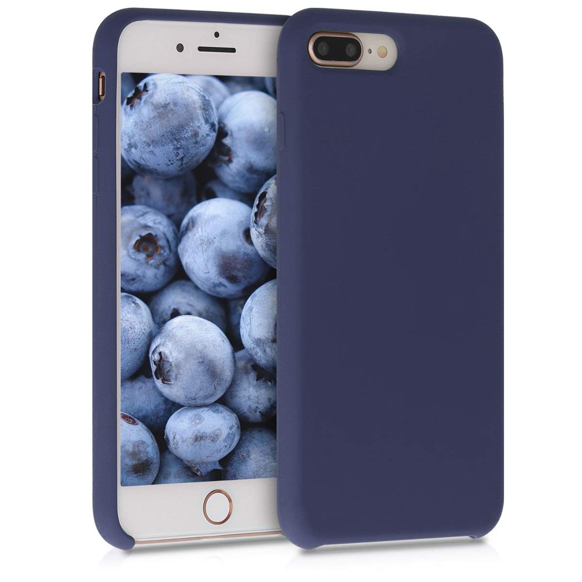 kwmobile Premium TPU Silicone Case for Apple iPhone 7 Plus & iPhone 8 Plus - Shockproof Soft Finish Phone Cover in Deep Ocean Blue - Perfect for Everyday Protection & Outdoor Activities