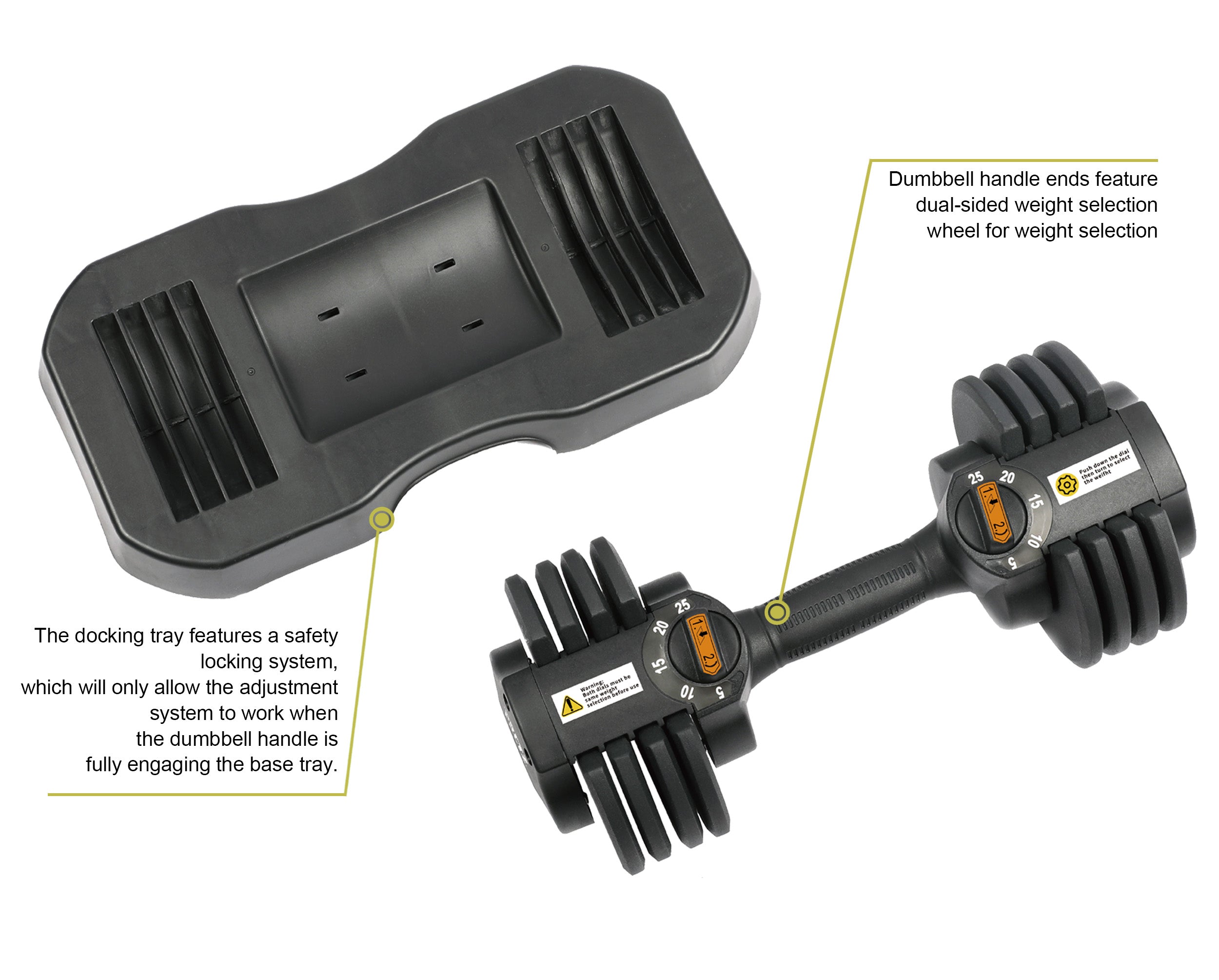 PRCTZ 5-25lb Adjustable Dumbbell Set with Stand - Quick Select Weight System for Home Gym, Strength Training & Full Body Workouts