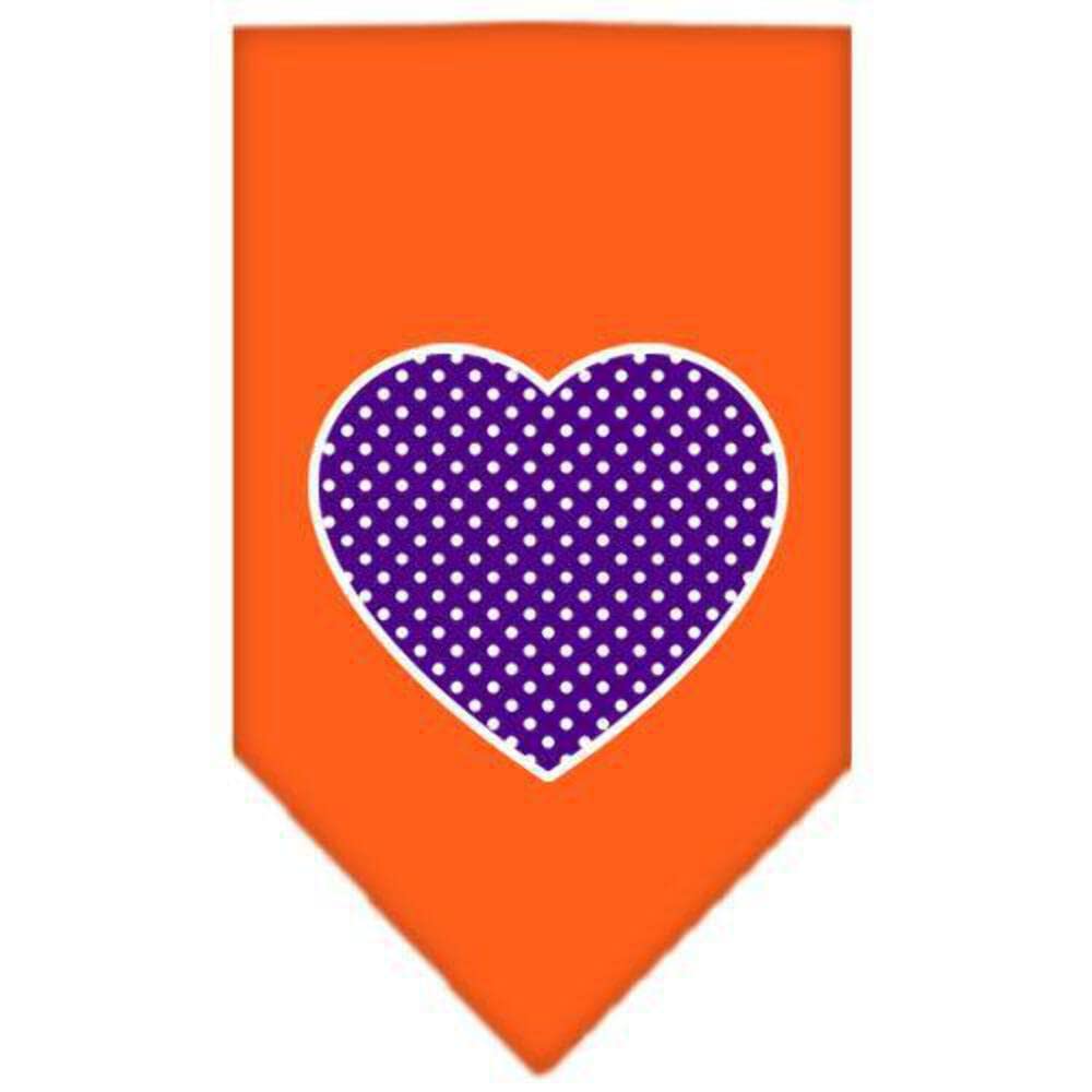 Purple Swiss Dot Heart Pet Bandana for Dogs - Grey Small Size - Screen Printed Dog Bandana for Everyday Wear, Special Occasions & Photo Shoots