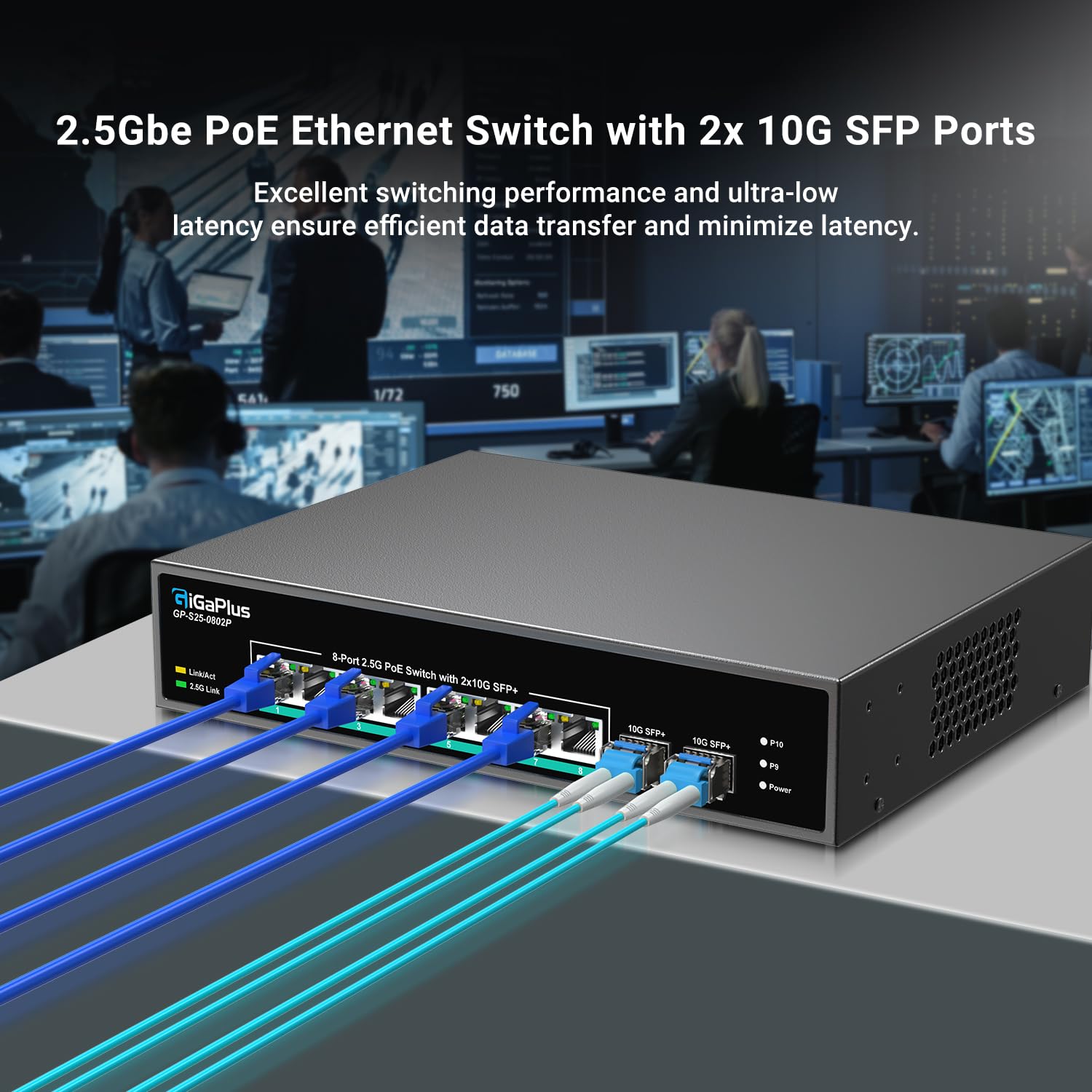 10-Port 2.5Gb Unmanaged PoE Switch with 8x2.5G PoE+ Ports & 2x10G SFP+ Uplinks | 802.3af/at | 80Gbps Switching | Ideal for 2.5Gb NAS, Gaming PC, WiFi 6 Router & Wireless AP | Home Office & Small Business Network Solution