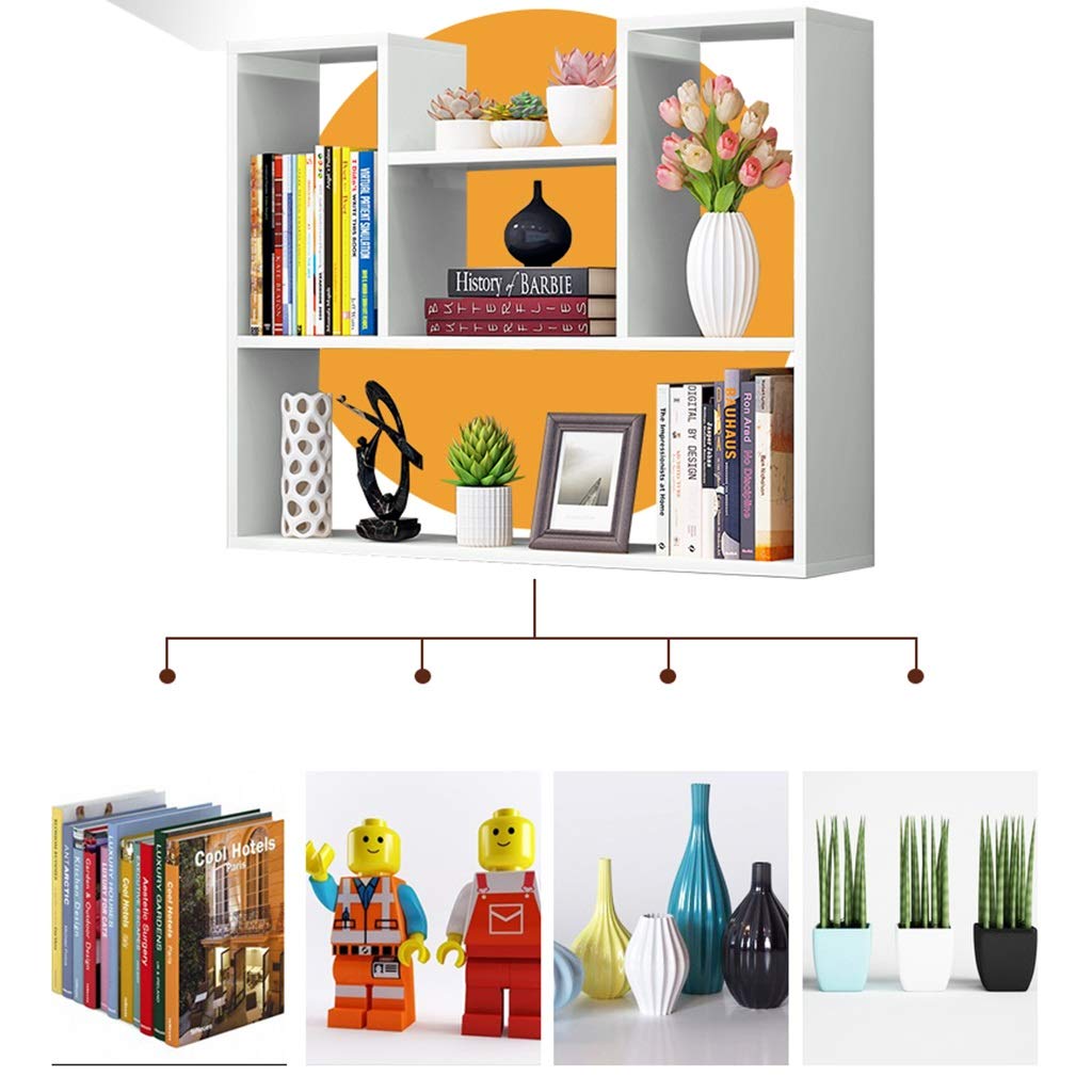 White Wall Mounted Bookshelf 60x90cm - Durable Floating Shelf for Living Room, Bedroom, Office - Space Saving Storage Solution for Books, Decor & Essentials - Easy to Install Decorative Wall Shelf