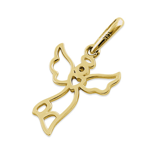 14K Yellow Gold Angel Pendant with CZ Stones - Elegant Jewelry Gift for Women, Perfect for Birthdays, Anniversaries & Special Occasions