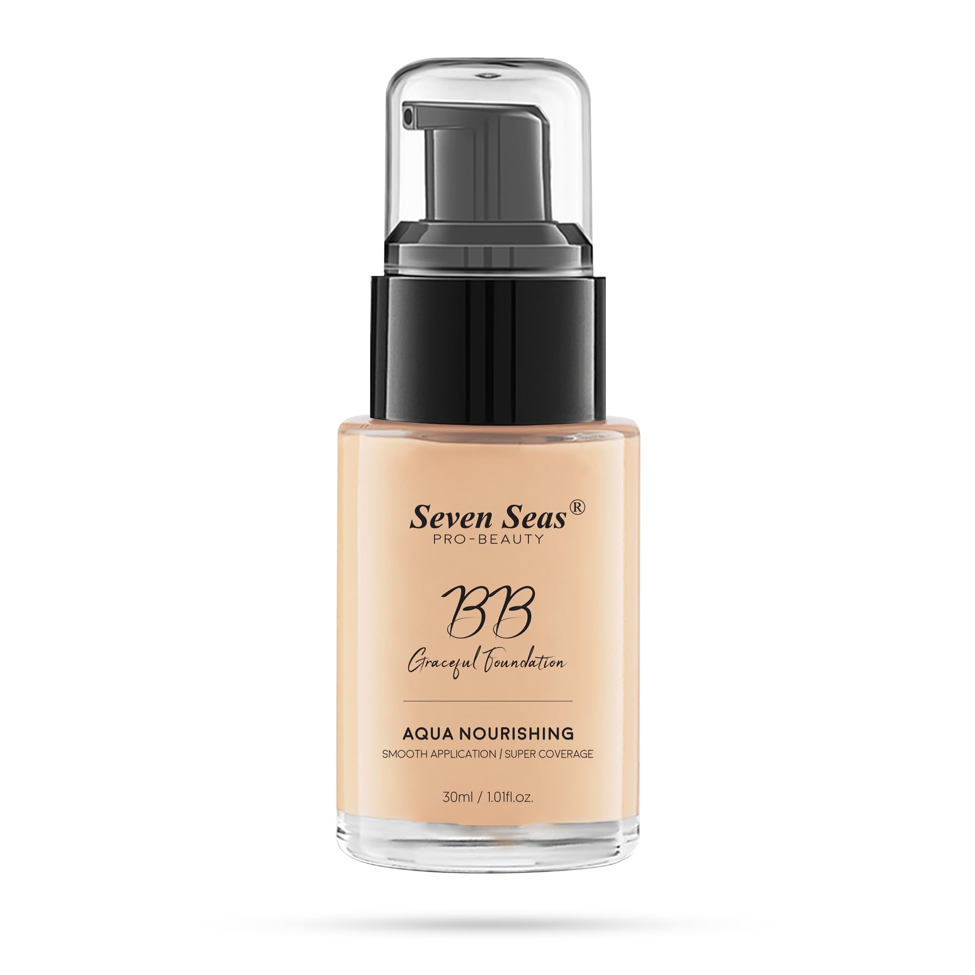 Seven Seas BB Gracefull Foundation - Aqua Nourishing Liquid Makeup with Smooth Application & Full Coverage | Hydrating Face Foundation for Women (Nude, 30ML) | Perfect for Daily Wear, Special Occasions & Photo Shoots