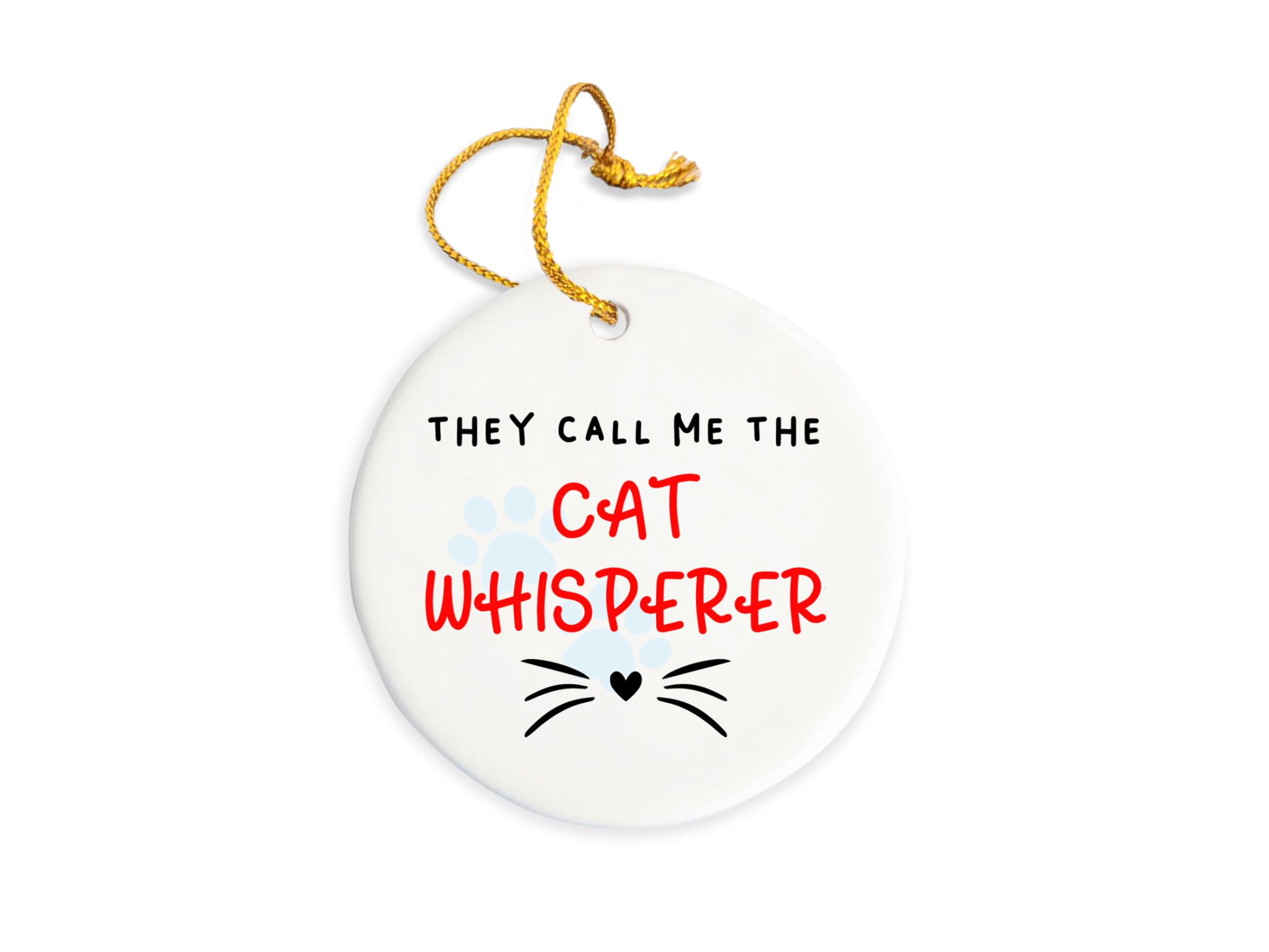 Cat Whisperer Ceramic Ornament - 3 Inch Round Christmas Tree Decoration - Handmade Holiday Gift for Cat Lovers - Perfect for Xmas Decor, Cat Themed Parties & Pet Memorials