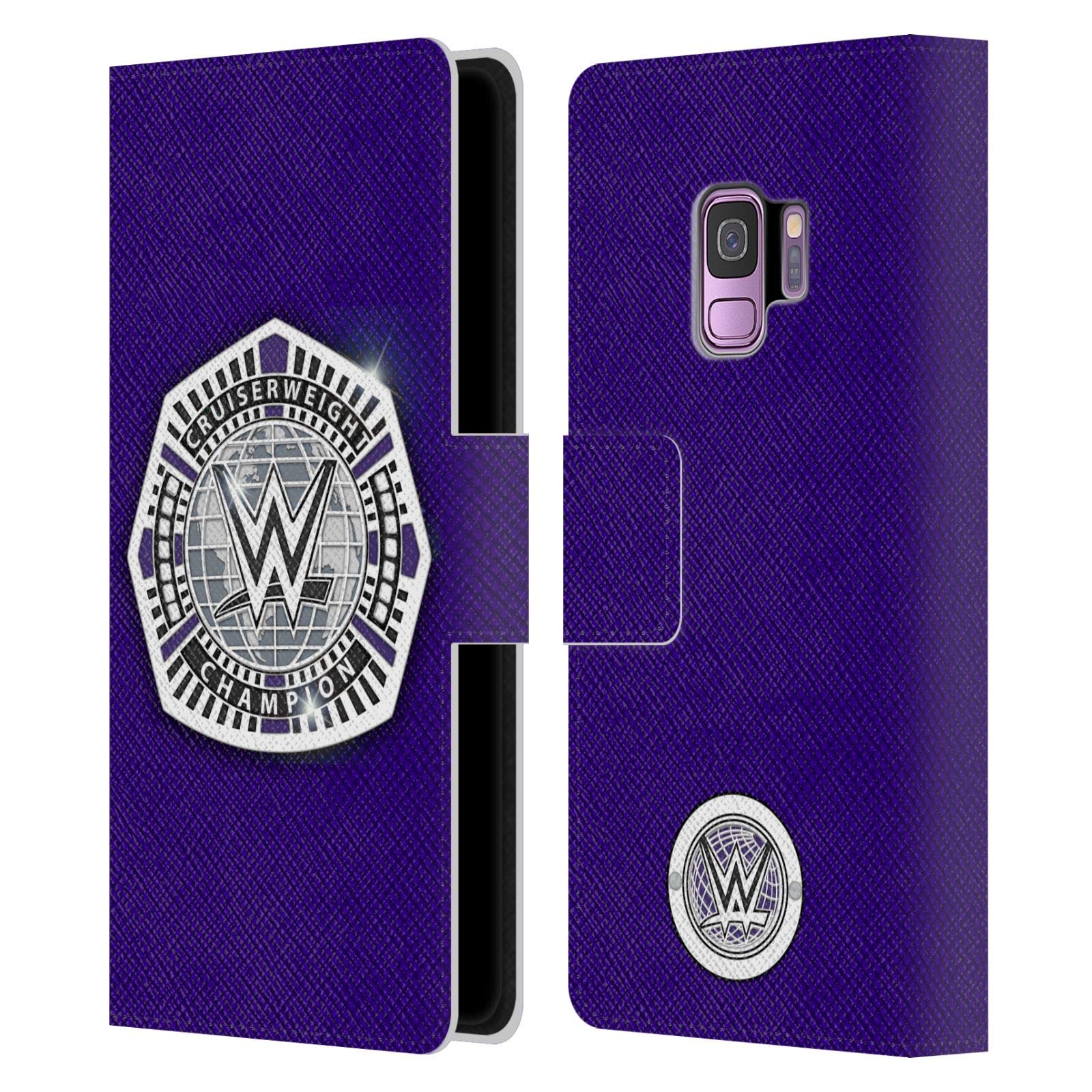 Head Case Designs WWE Cruiserweight Champion Title Belt Leather Wallet Case for Samsung Galaxy S9 - Perfect for Wrestling Fans & Daily Protection