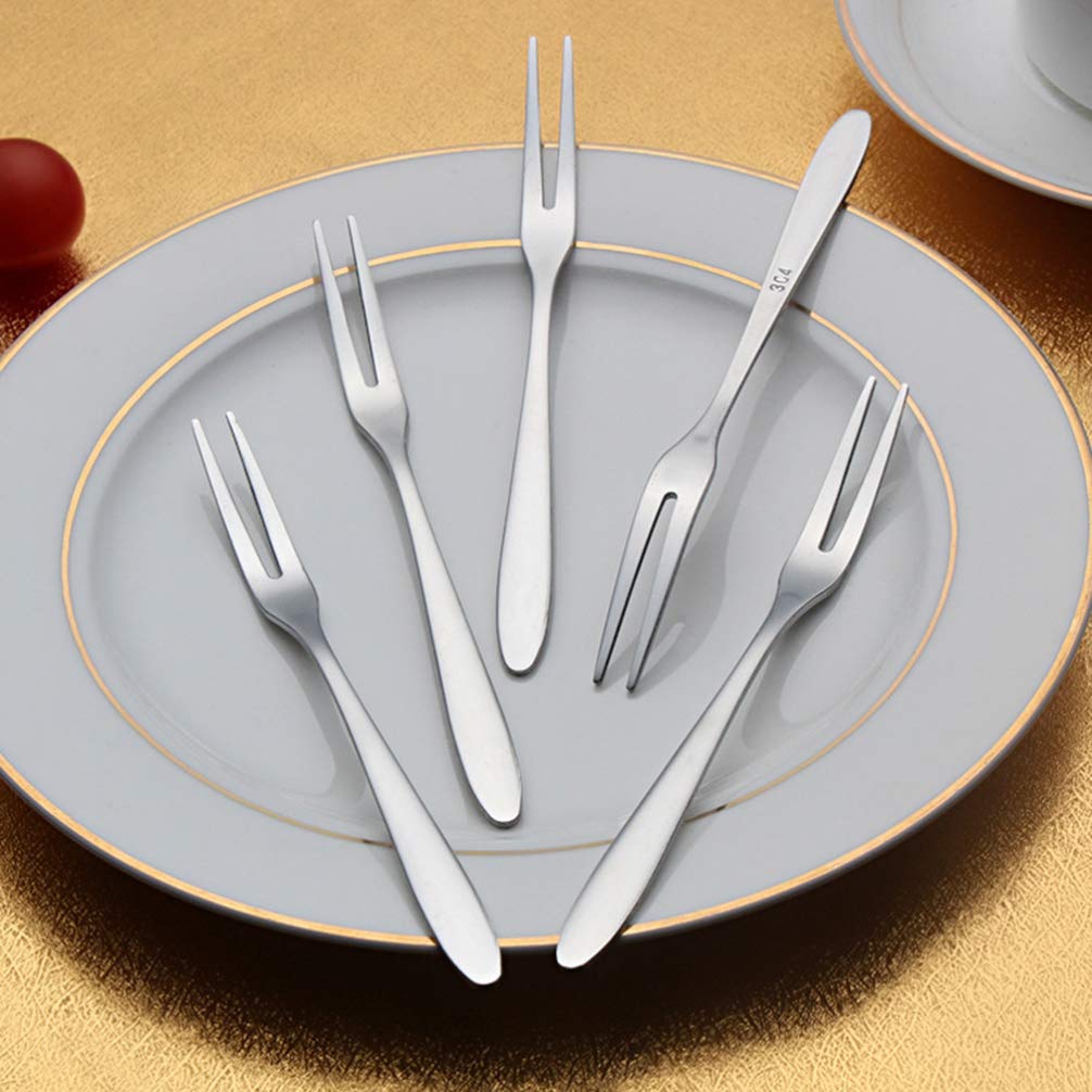 10-Piece Stainless Steel Cocktail Forks Set - Elegant Fruit Picks for Desserts, Appetizers & Party Platters - Perfect for Weddings, Cocktail Parties & Home Entertaining