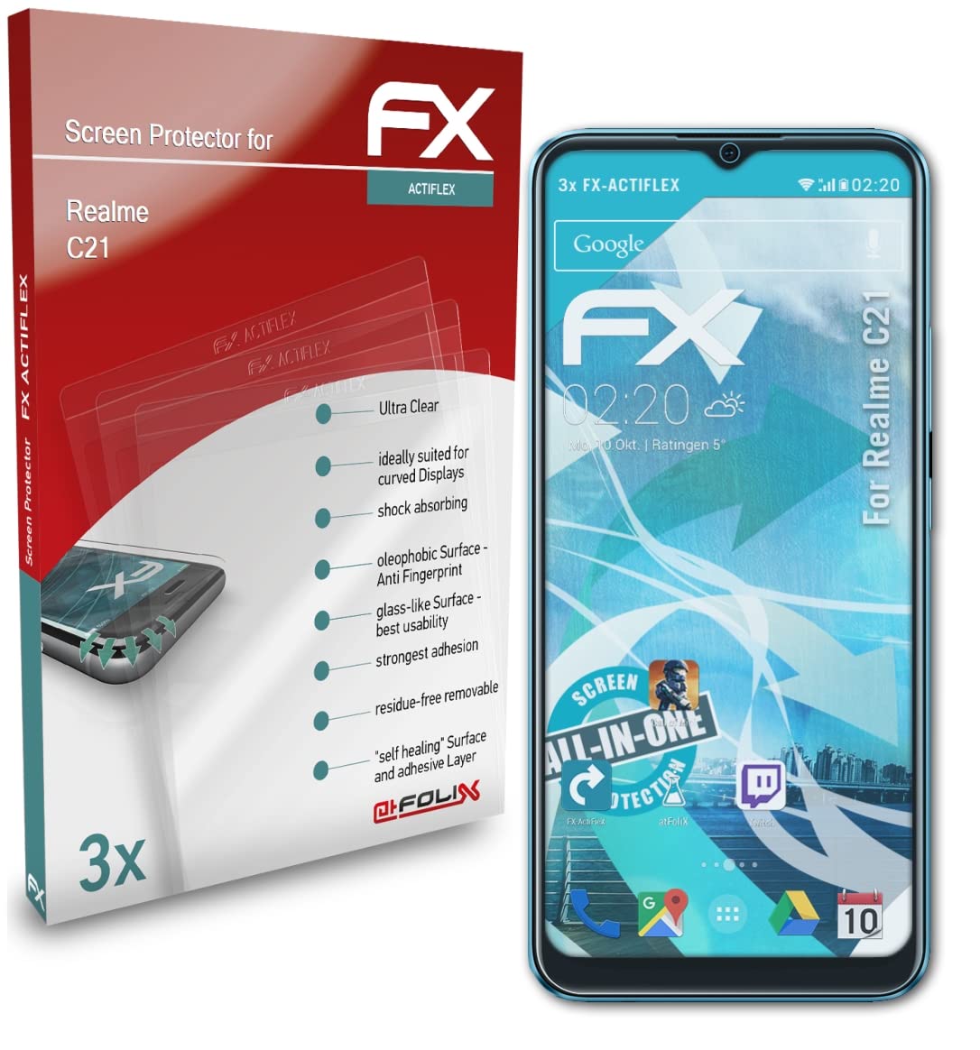 Realme C21 Screen Protector - 3 Pack Ultra Clear Flexible FX Film - Anti-Scratch & Bubble-Free - Perfect for Everyday Use & Gaming Protection