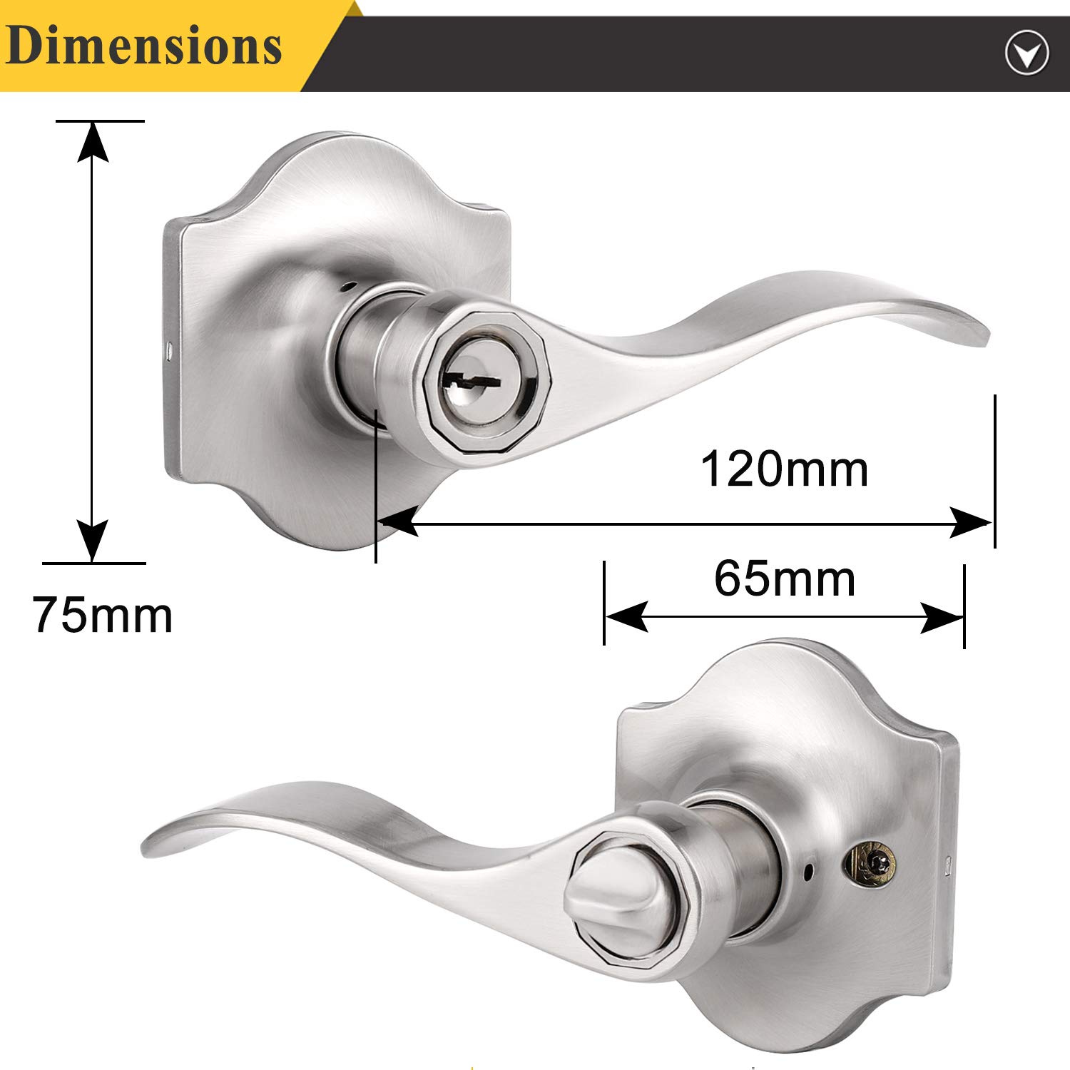 Probrico Keyed Door Lock Set - 2 Pack, Brushed Nickel for Home Security