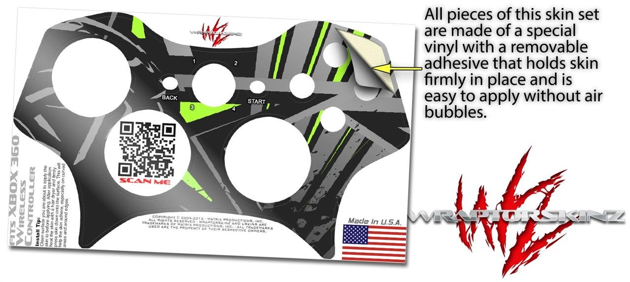 XBOX 360 Wireless Controller Skin - WraptorSkinz Baja Lime Green Decal for Gaming Protection