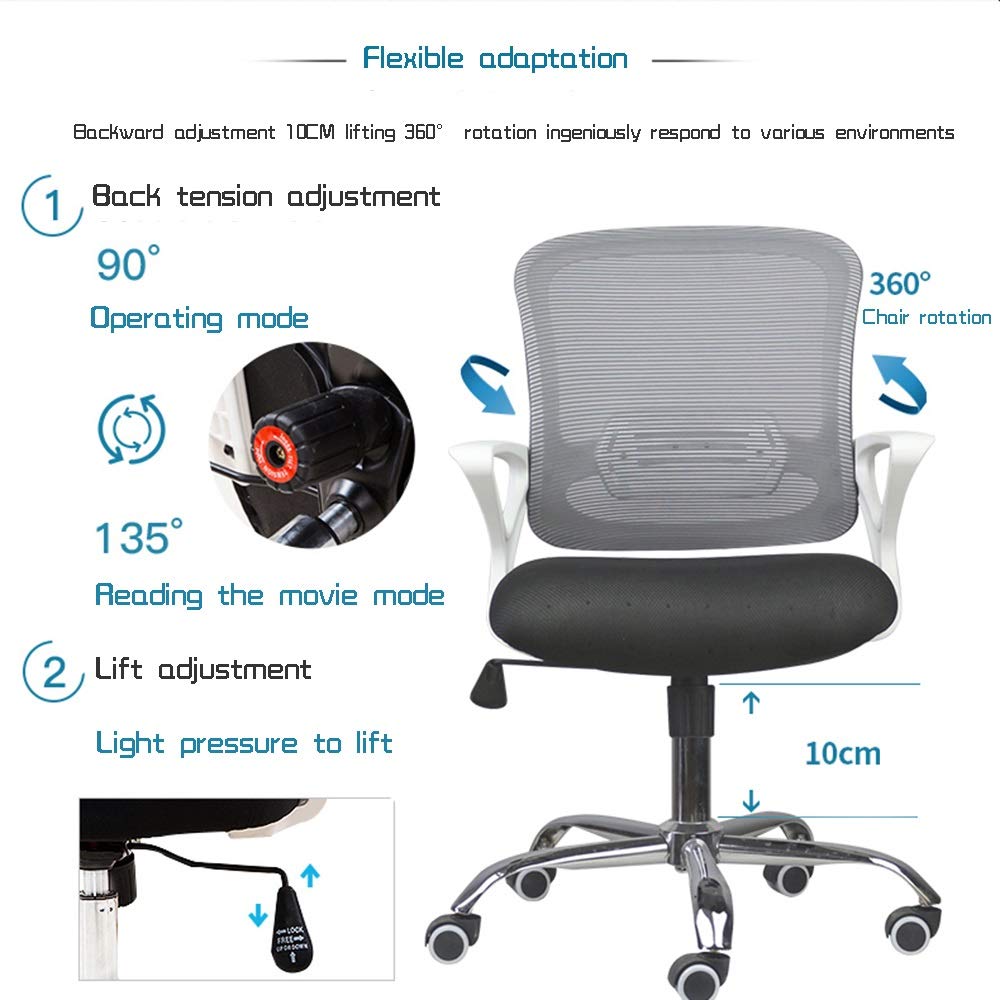 Ergonomic Office Chair with Adjustable Armrests & Rocking Function - Modern Executive Computer Desk Chair for Home & Office Use (Gray) - Perfect for Long Work Hours, Gaming & Remote Work