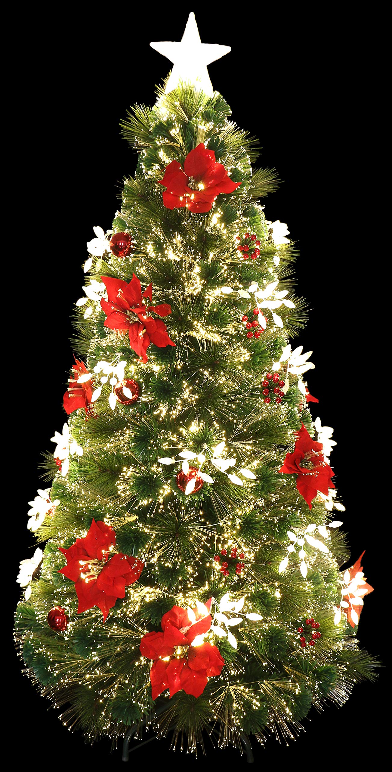 5ft Pre-Lit LED Fiber Optic Christmas Tree with Colorful Decorations - Perfect for Holiday Home Decor, Office Party & Festive Gift Giving
