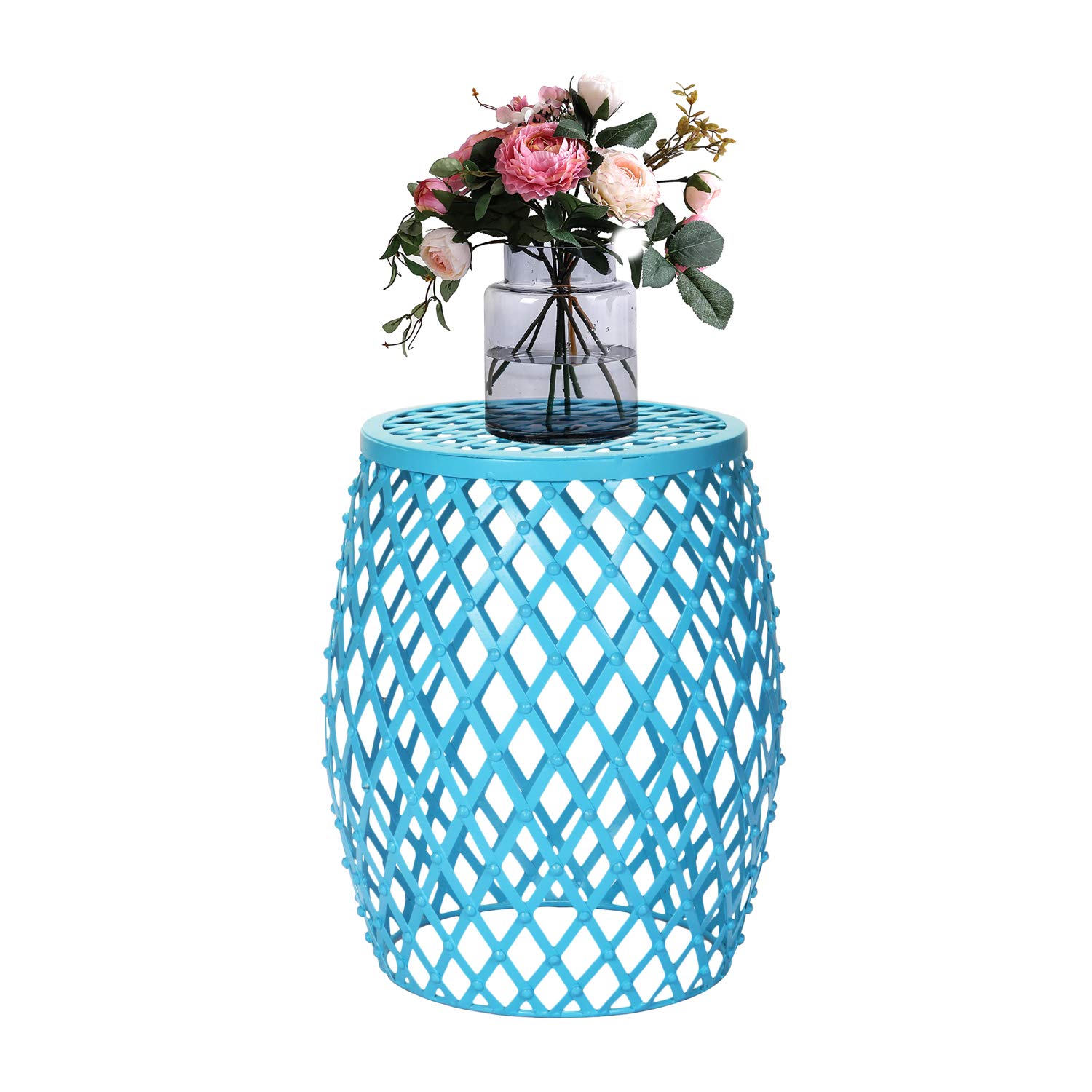 Joveco Round End Table - Metal Side Table, Coffee Table & Nightstand for Living Room, Bedroom & Office - Light Blue - Perfect for Plants, Lamps & Decor