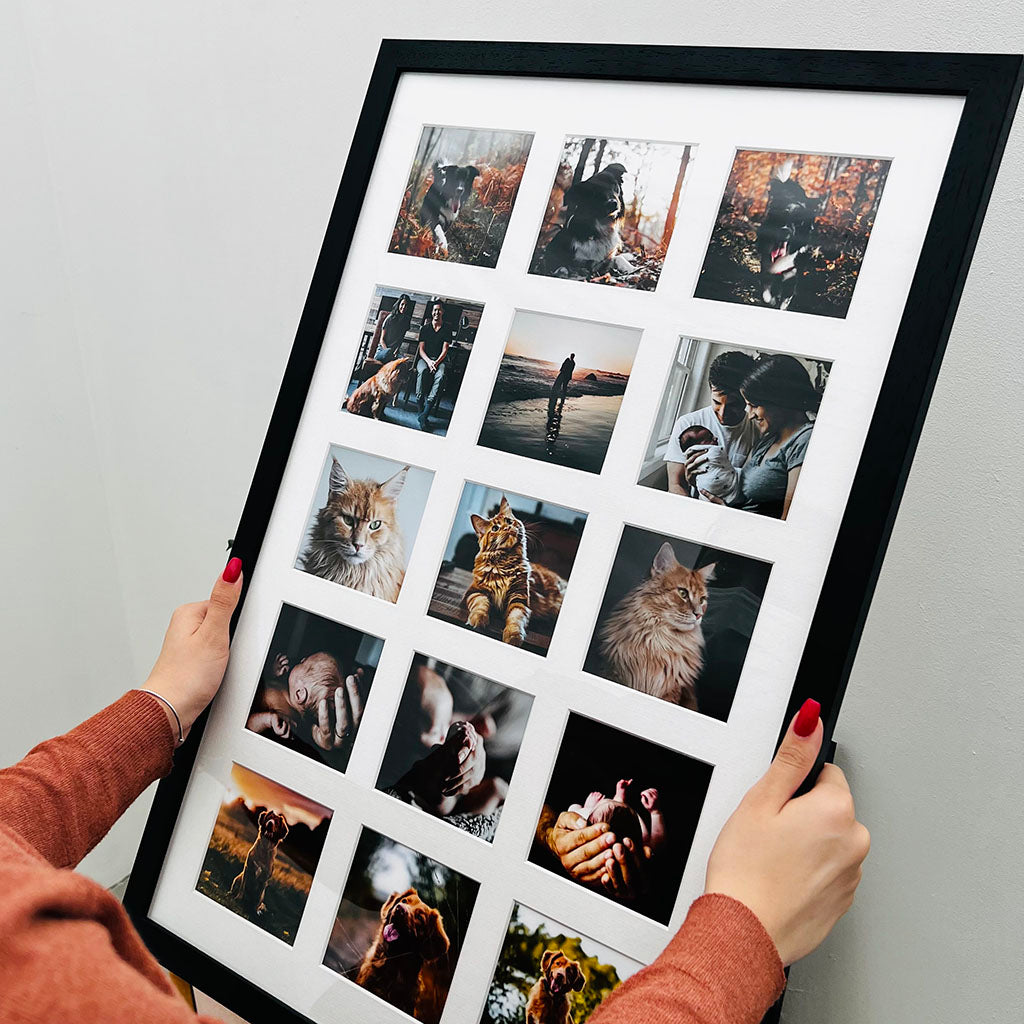 Multi Aperture Photo Frame Collage 64x40 cm - Wall Display for Family Photos, Wedding Pictures & Memories - Perfect for Living Room, Bedroom Decor