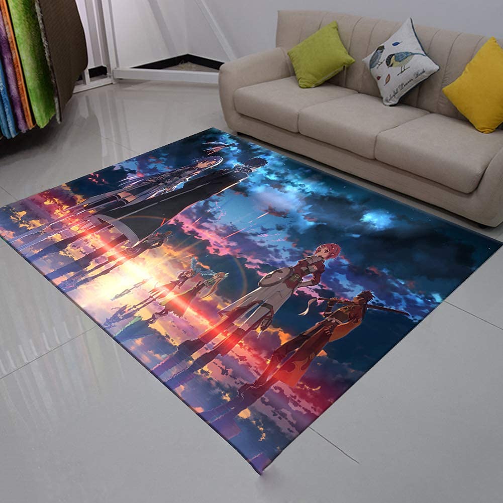 Sword Art Online Anime Carpet - 3D Printed Cartoon Floor Mat for Bedroom, Kids Room | Soft, Warm & Comfortable Rug | 47.2