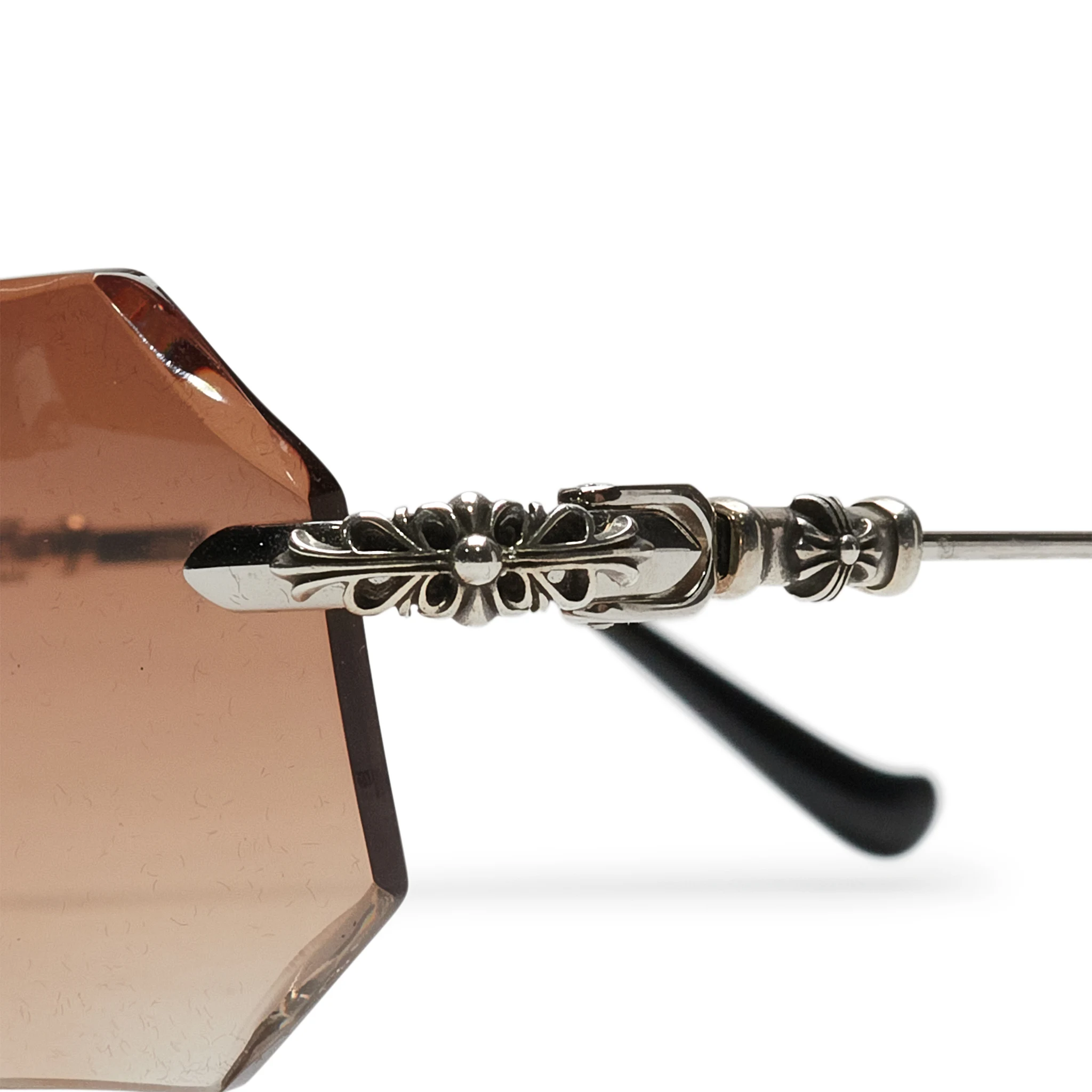 Chrome Hearts Pills III Custom Silver Brown Diamond Cut Sunglasses - Luxury Designer Shades for Men & Women - Perfect for Outdoor Activities, Fashion Events & Summer Style