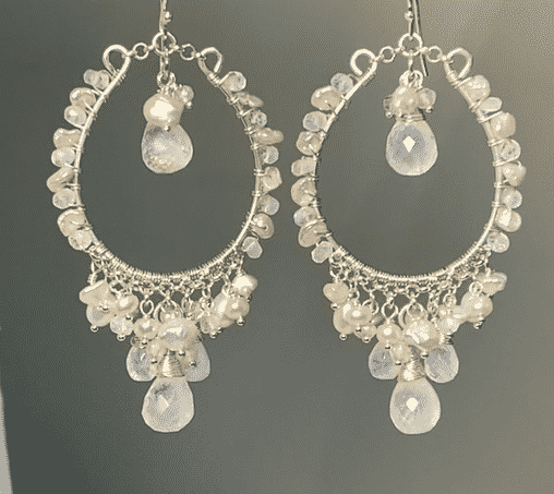 Moonstone Hoop Earrings for Women - Boho Chandelier Statement Jewelry - Perfect for Weddings, Parties & Boho Fashion