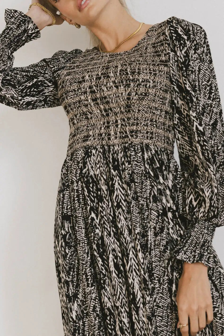 Justice Abstract Print Black Midi Dress - Elegant & Stylish for Casual Outings, Parties & Special Occasions