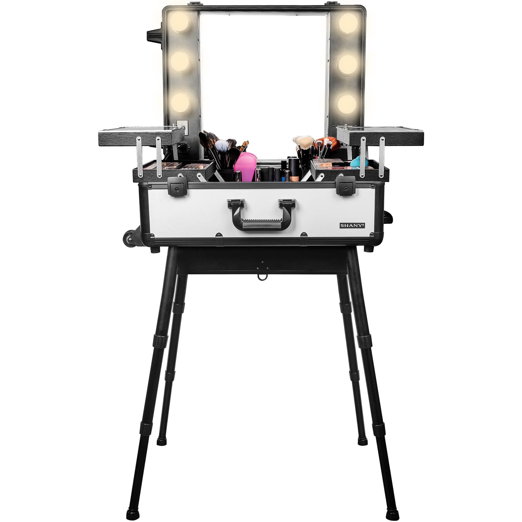 Professional Studio ToGo Wheeled Makeup Case & Organizer with LED Light - Portable Beauty Storage for Makeup Artists, Travel, Salon & On-the-Go Cosmetics Organization