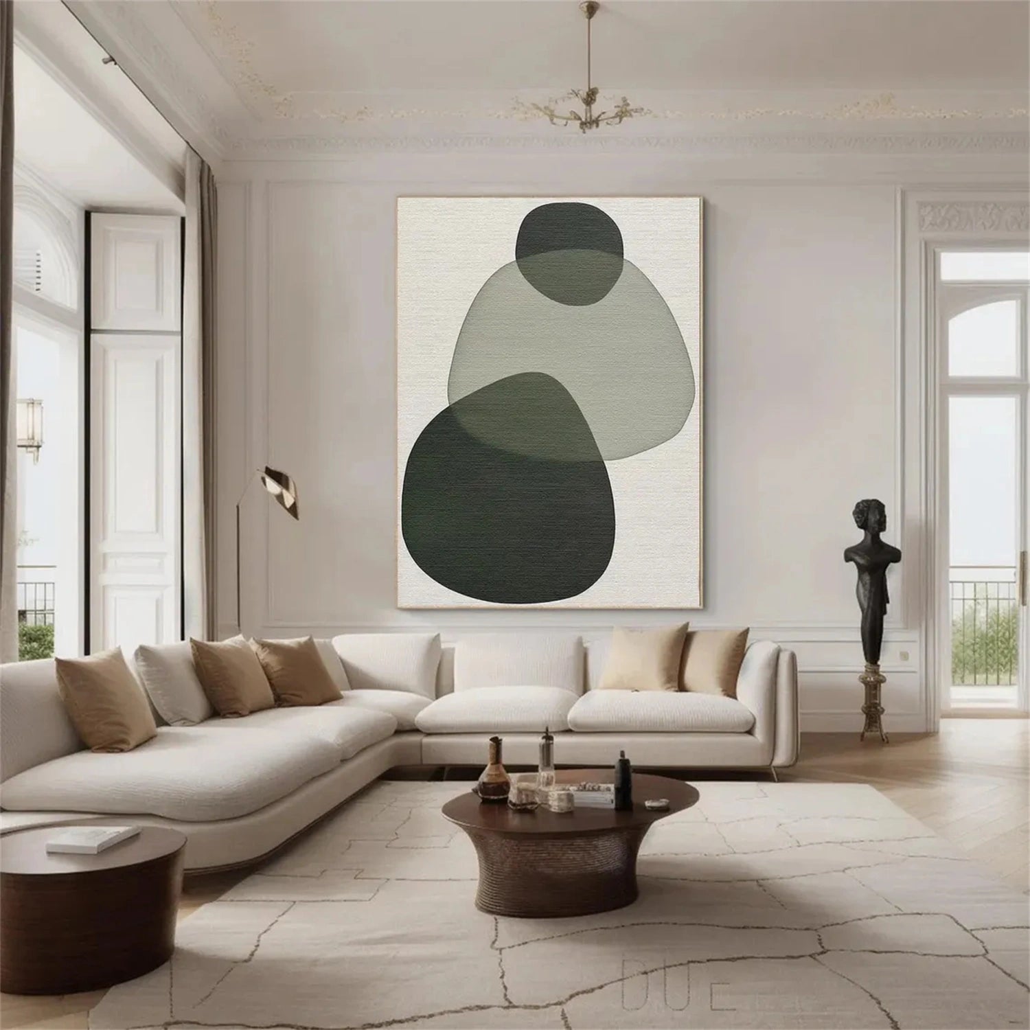 Blue & Green Abstract Wall Art Print #BG090 - Modern Canvas Painting for Living Room, Bedroom & Office Decor