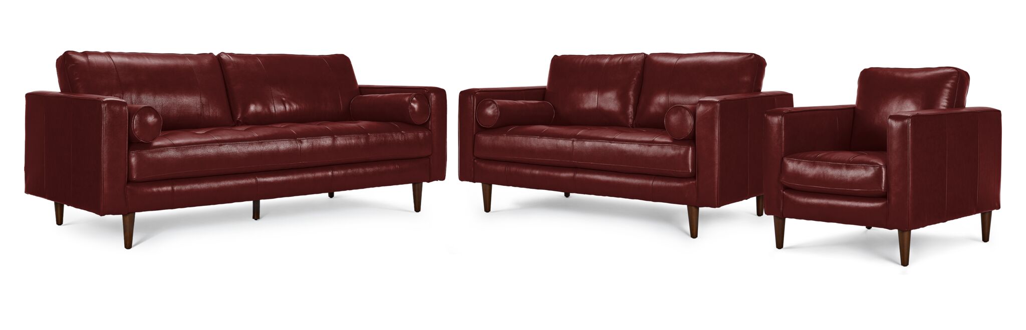 Premium Bari Leather Sofa Set - 3-Piece Living Room Furniture with Loveseat & Chair | Durable & Stylish for Home, Office, or Lounge Decor