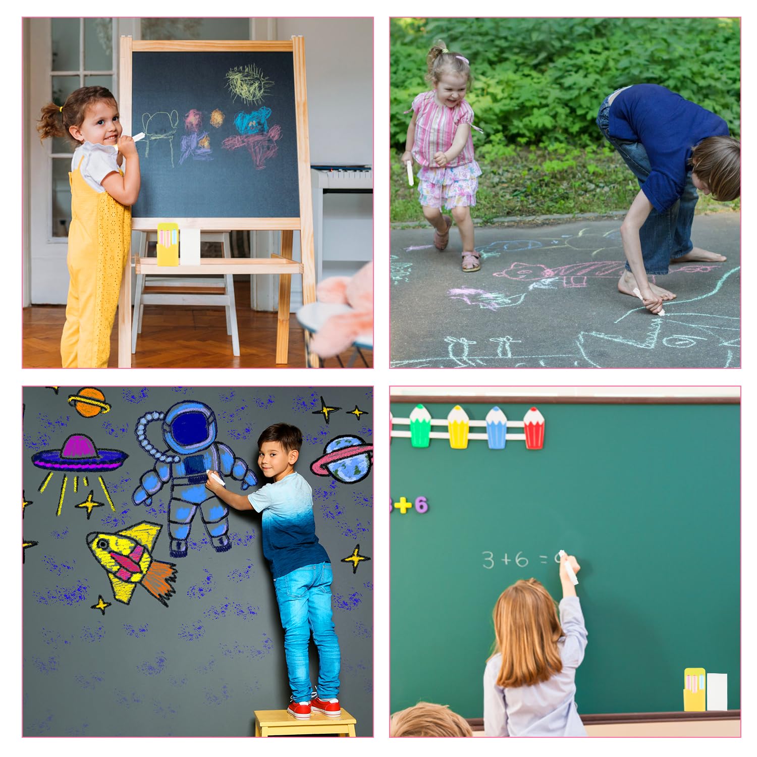 12-Piece Dustless Chalk Set for Kids - 3.7x0.63 Inch White Non-Toxic Chalkboard Chalk with Holder - Perfect for Classroom, Home Schooling & Art Activities - Ideal for Blackboard Drawing, Writing & Toddler Learning