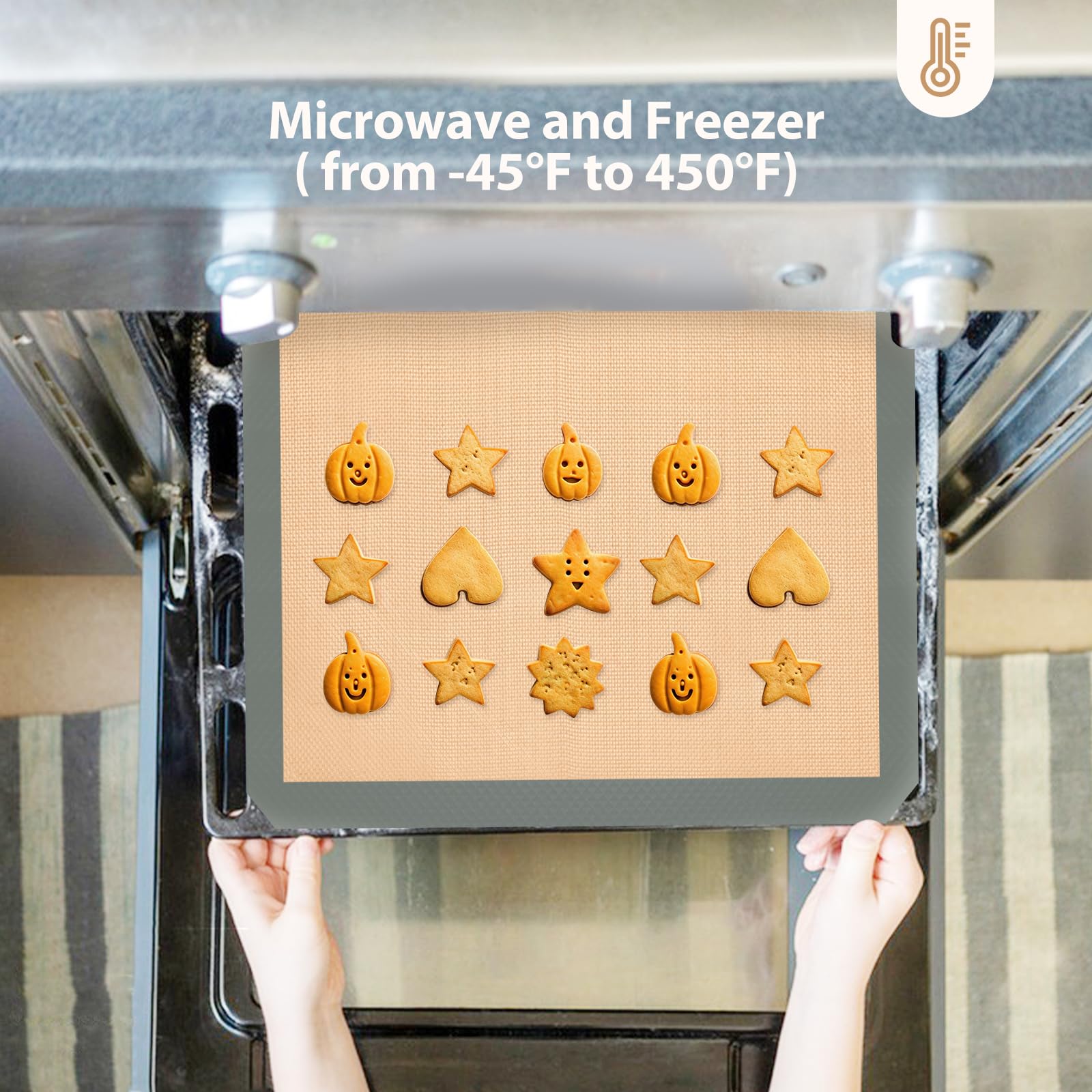 Non-Stick Silicone Baking Mat Set of 3 - Reusable, Heat Resistant & Food Safe Oven Baking Sheet for Cookies, Bread, Pastry - Perfect for Home Baking, Meal Prep & Holiday Cooking