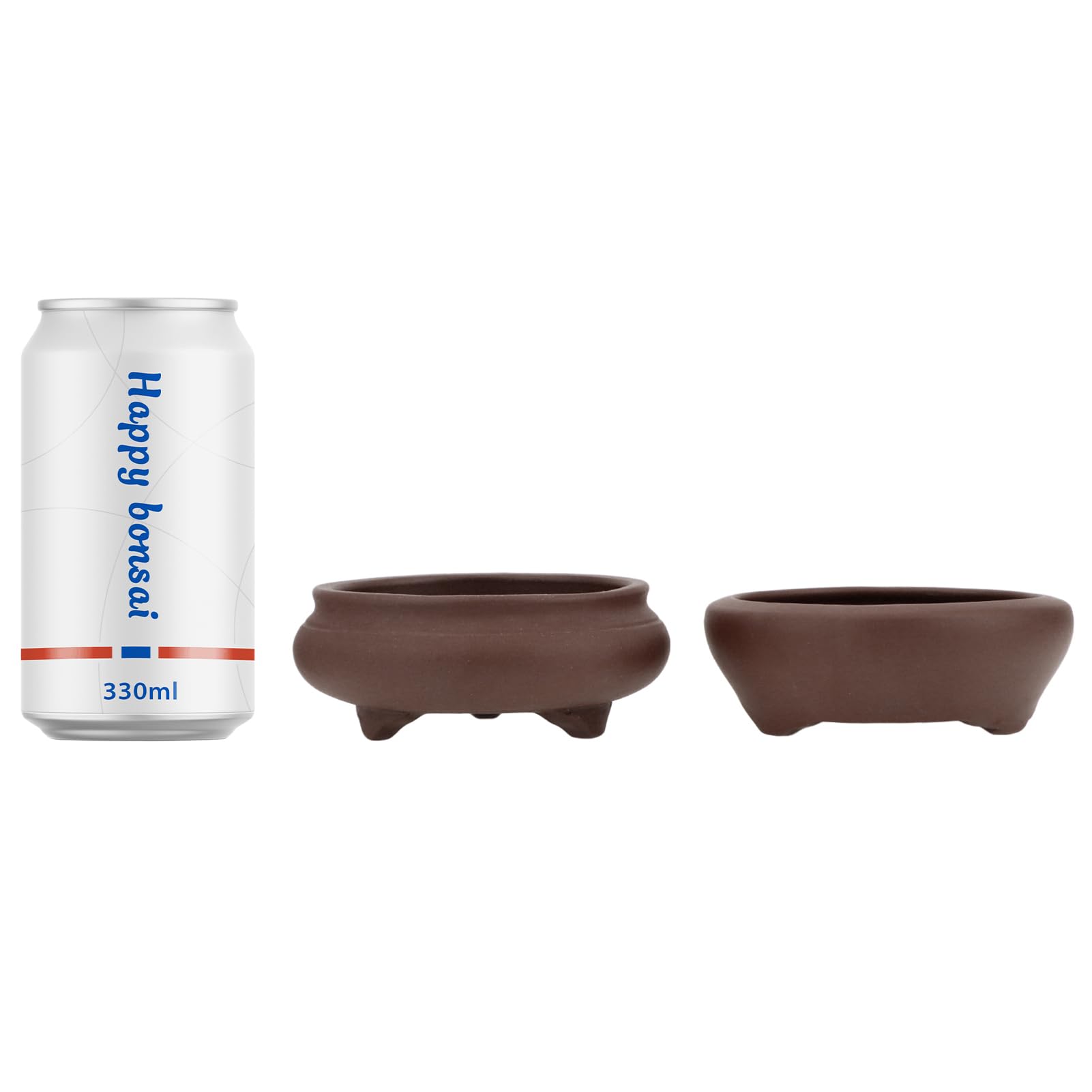 2-Piece Unglazed Round Ceramic Bonsai Planter Set - 3.7