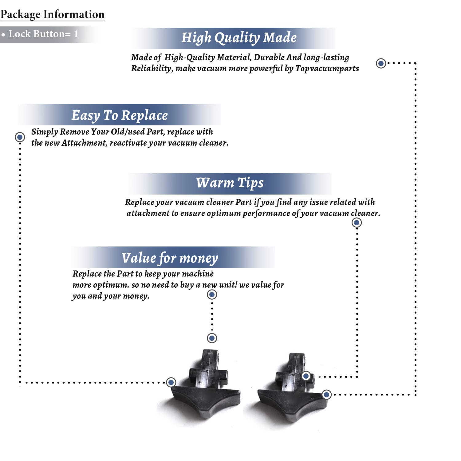 Kirby Vacuum Cleaner Replacement Lock Buttons 2pk - Black | Part #136684S for Home Cleaning