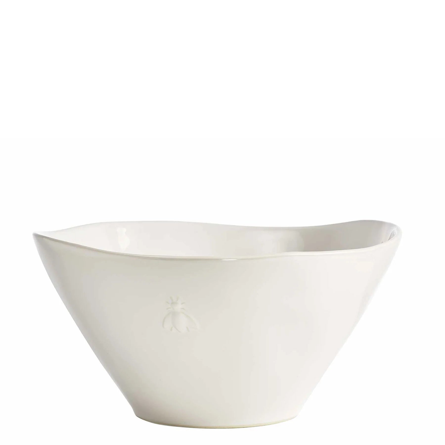 Premium White Ceramic Serving Bowl - Handcrafted Bee Design for Salads, Soups & Desserts | Elegant Tableware for Dining & Entertaining