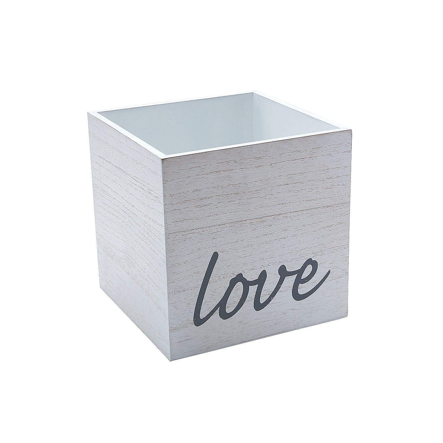 Fun Express Love Whitewashed Wood Box - Rustic Home Decor Gift - 1 Piece - Perfect for Wedding Favors, Anniversary Gifts & Farmhouse Style Decorations