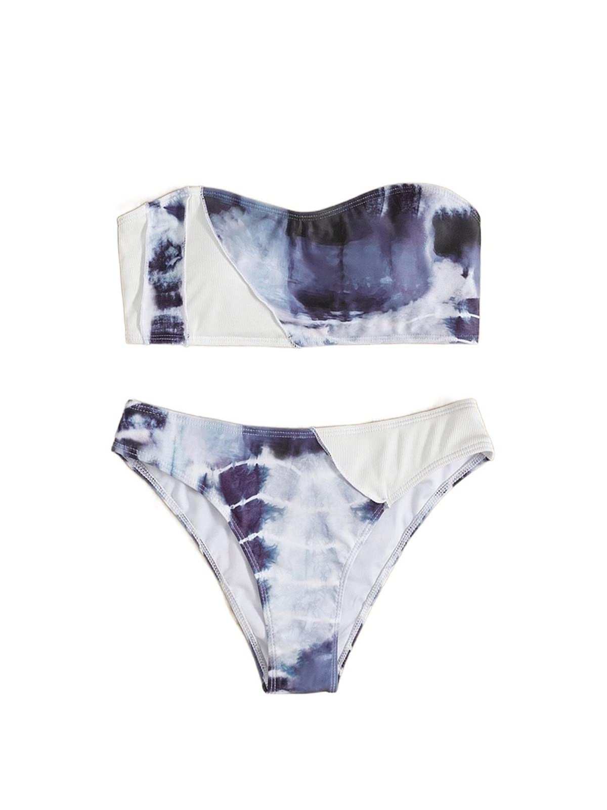 TINMIIR Women's Tie Dye Bandeau Bikini Set - Sexy Summer Swimwear for Beach, Pool & Vacation | High Waisted Two Piece Bathing Suit