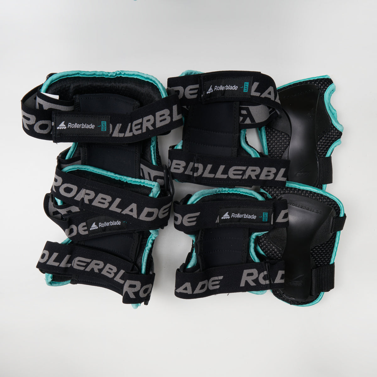 Rollerblade X Gear W 3-Piece Protective Pad Set - Black & Teal - Knee, Elbow & Wrist Guards for Women's Inline Skating & Rollerblading Safety Gear